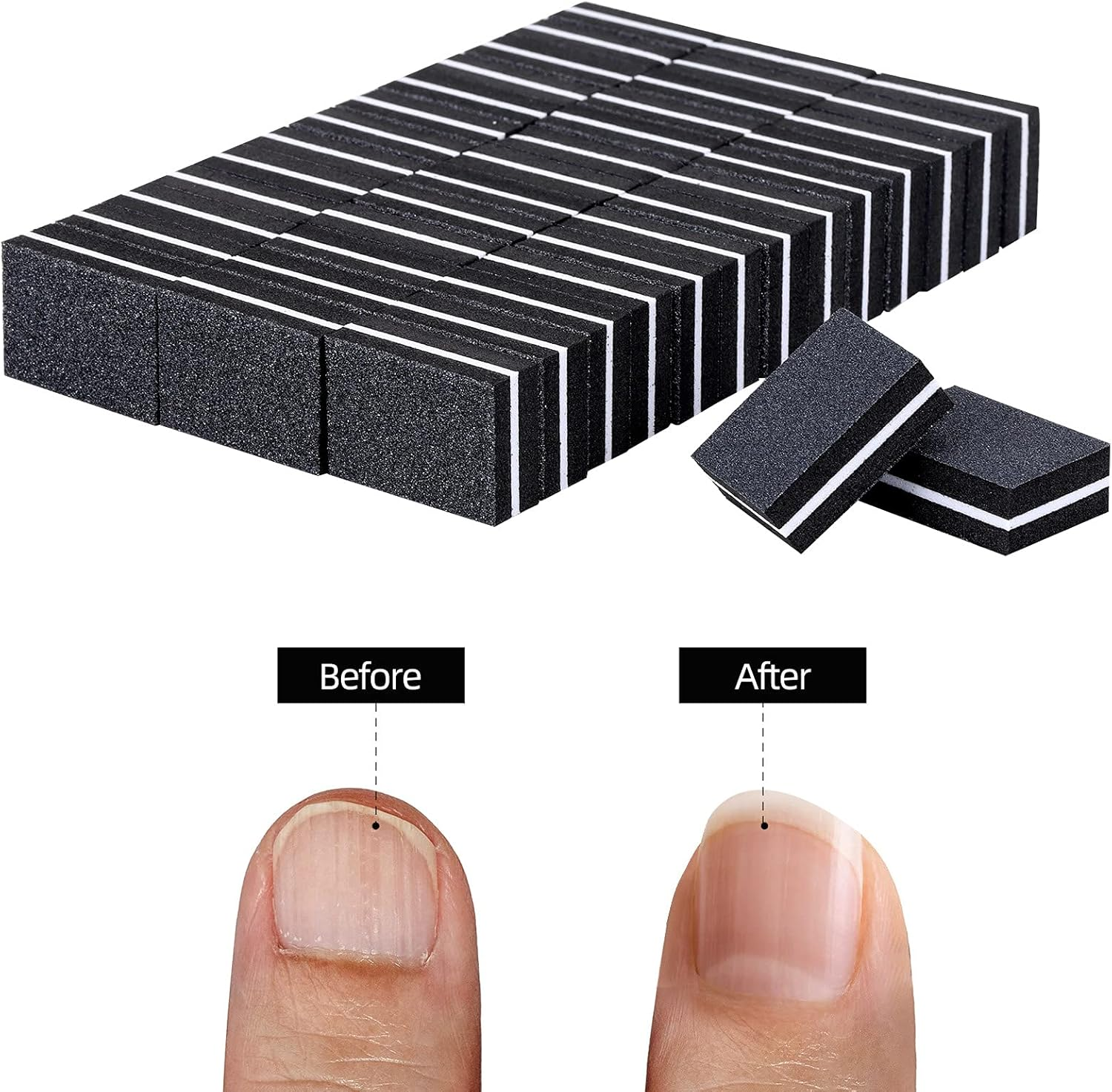 100 Pcs Mini Buffers for Nails 180/100 Grit Buffer for Acrylic Nails for Nail Care(Black) - 50-Pink image number 5