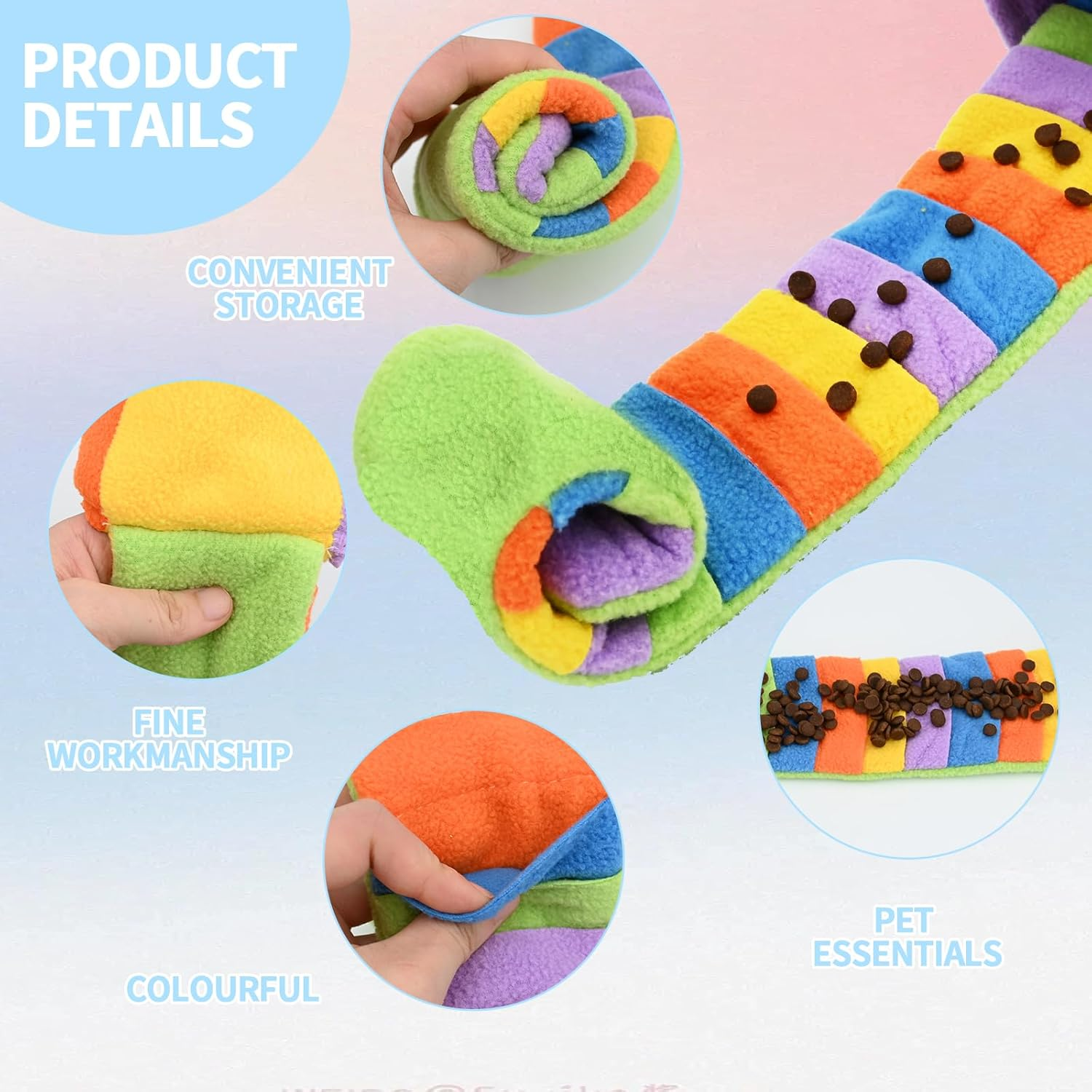 Fadcaer Foraging Dog Toy - Interactive Snuffle Mat for Small & Medium Dogs - Squeaky Puppy Toys for Training & Stress Relief (Rainbow) - Unicorn-Coloured image number 6