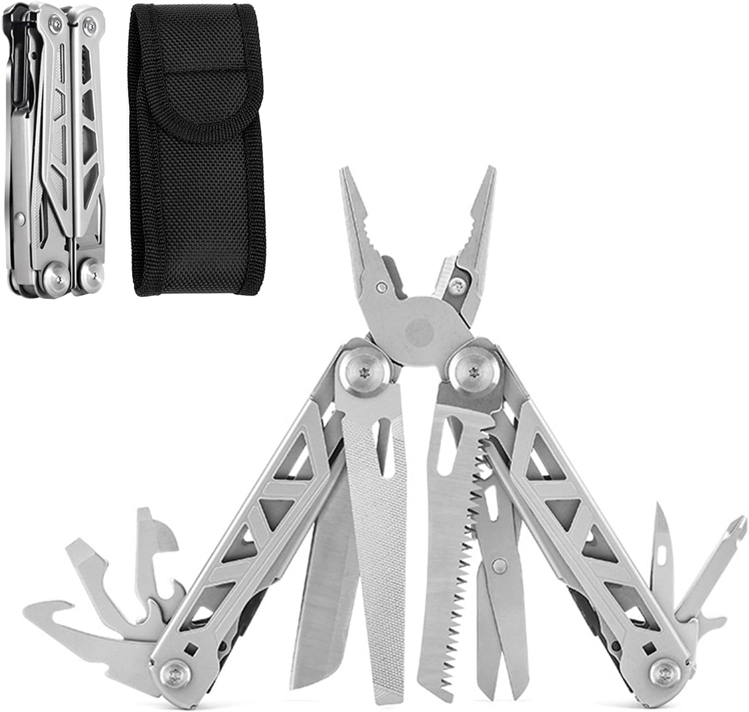 16-In-1 Multitool Pliers, Heavy-Duty Pocket Knife & Utility Tool with Self-Locking Pliers, Screwdrivers with Safety Locking, Outdoor Survival Camping - Gifts for Men Dad image number 3
