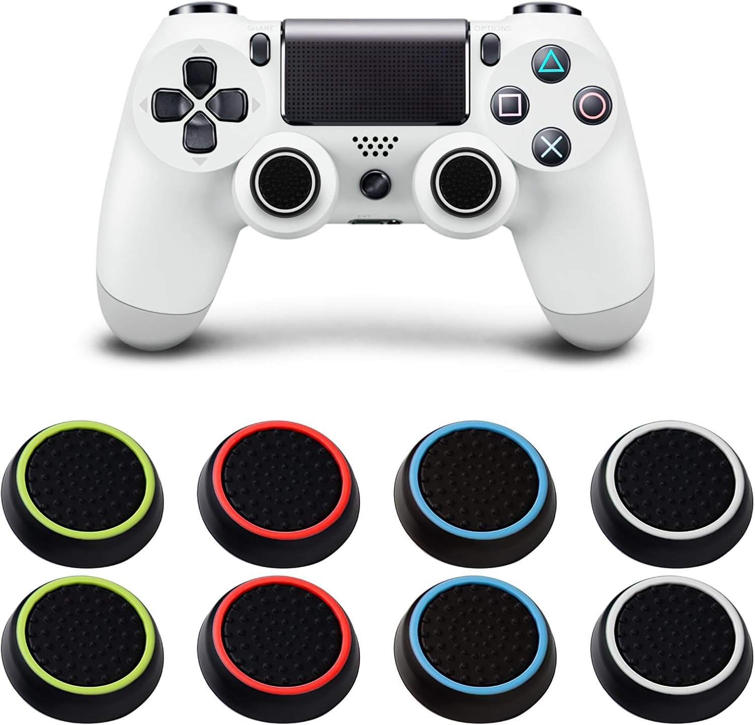 8 PCS Thumb Grips Thumb Cover Joystick Controller Performance Thumb Grips Compatible with PS5, PS4, Xbox One, Xbox Series X/S Steam Deck Etc Controller Joystick Grips (4 Colors) image number 4
