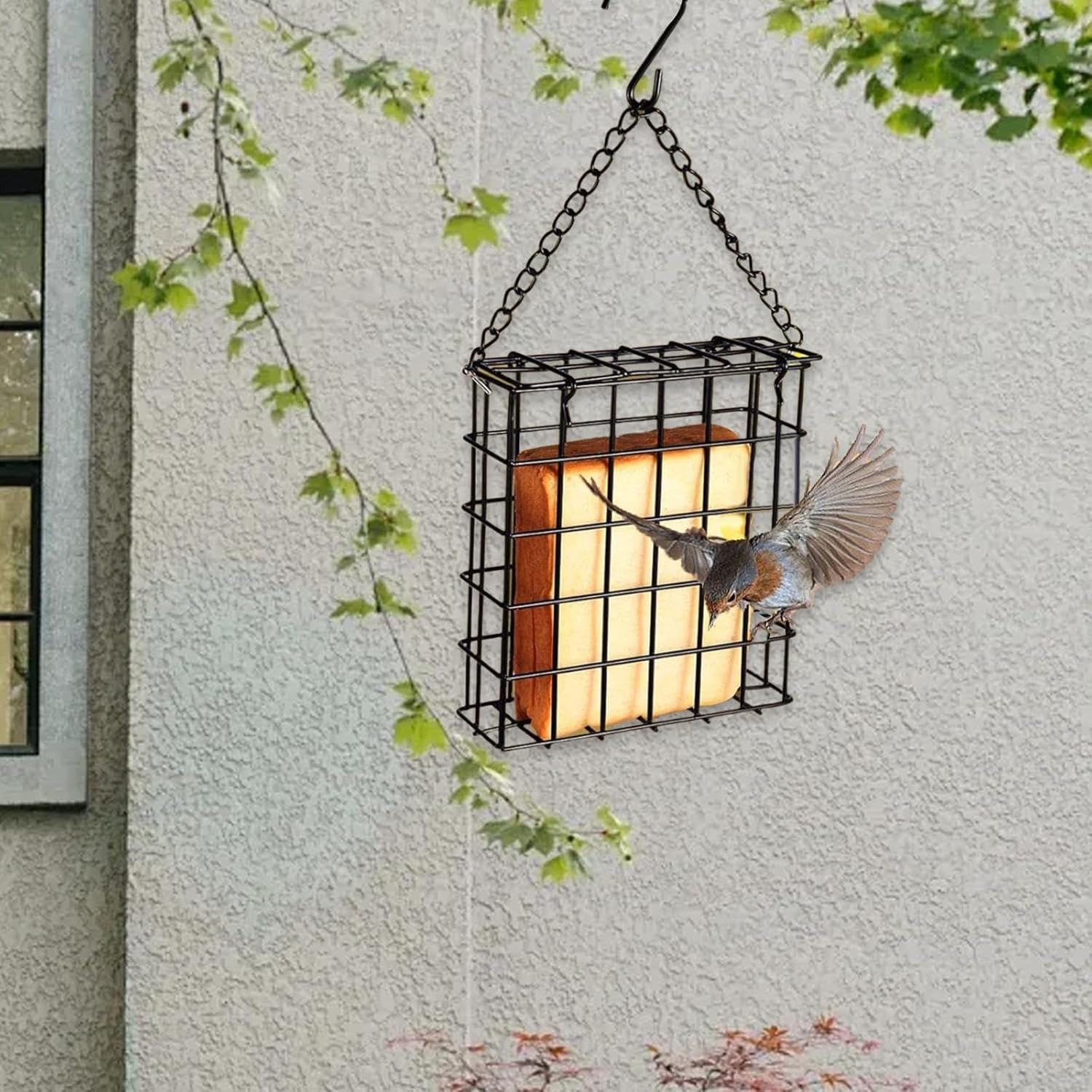 1PCS Suet Feeder for Wild Birds, Sturdy Metal Cage Bird Feeder with Hook for Outdoor Garden Patio, Hanging Suet Cake Feeders for Bird Lovers image number 2