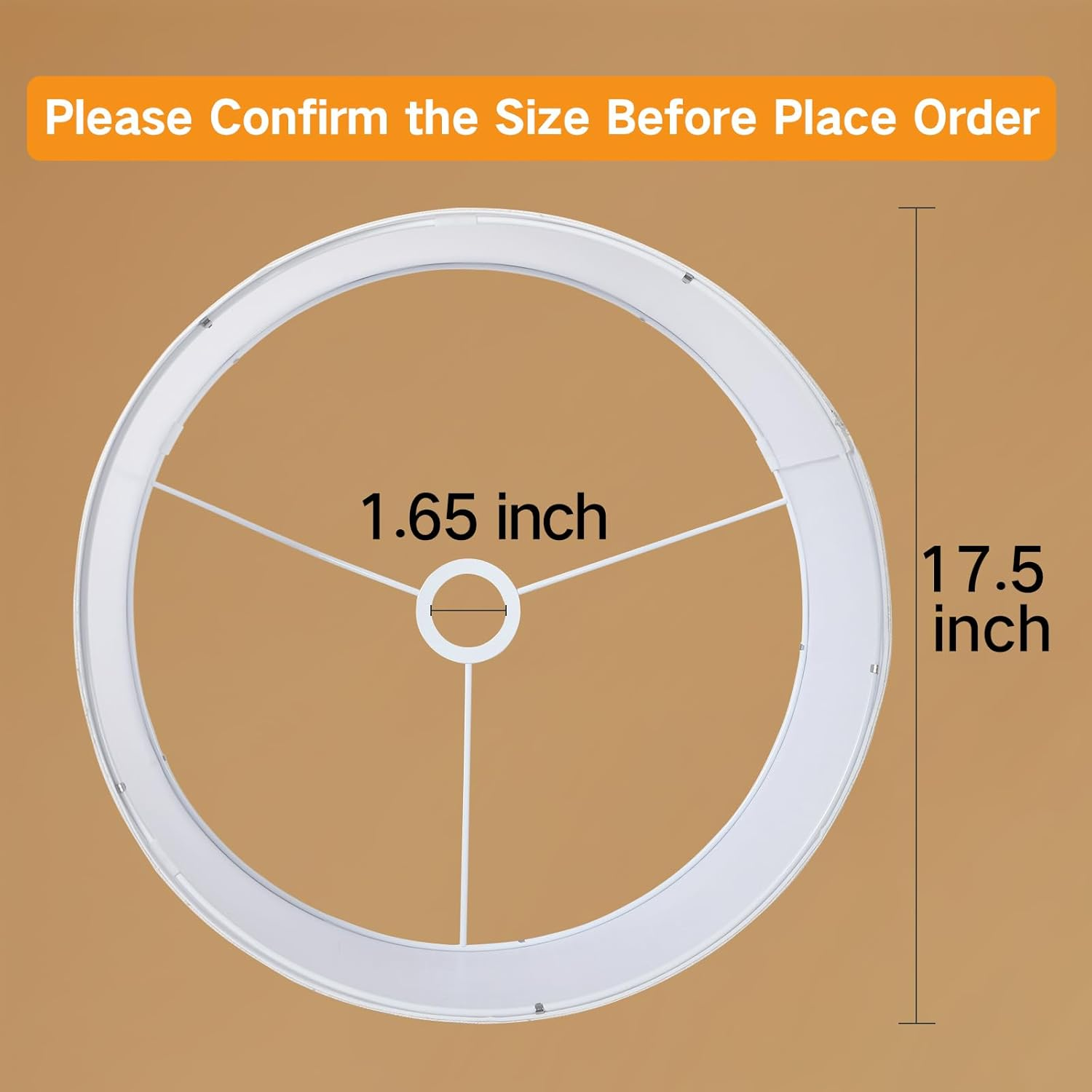 OUTON Beige Large Drum Lamp Shades for Floor Lamps, 17.5" Top X17.5 Bottom X 10" High, Easy to Assemble, Floor Lamps & Torchieres, Replacement Linen Lampshades for Bedside Lamp (1.65" Spider) - 17.5 Inch+Beige image number 6