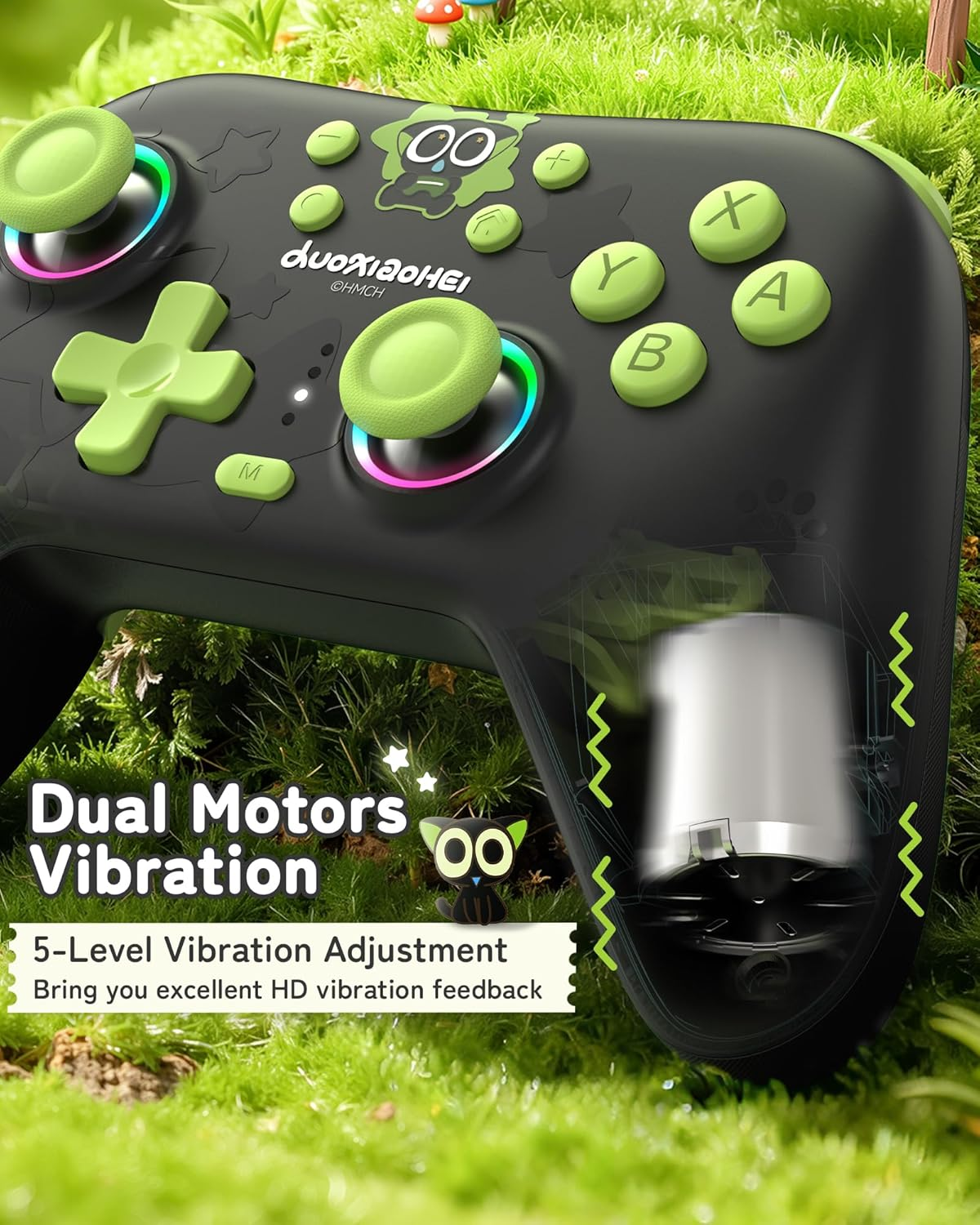 Geekshare Game Controller for Switch 2/Switch/Pc/Ios/Android, Wireless Bluetooth & Wired, 1000Mah Battery, 6-Axis Gyro, Dual Vibration, RGB Light - the HEI Series image number 1