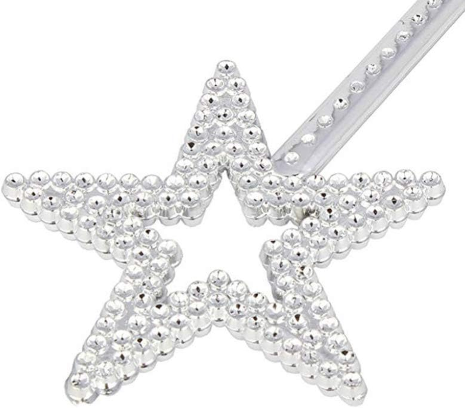6Pcs Plastic Star Wands Princess Wand Pentagram Wand Angel Fairy Stick for Girls Birthday Party Cosplay, Silver image number 4
