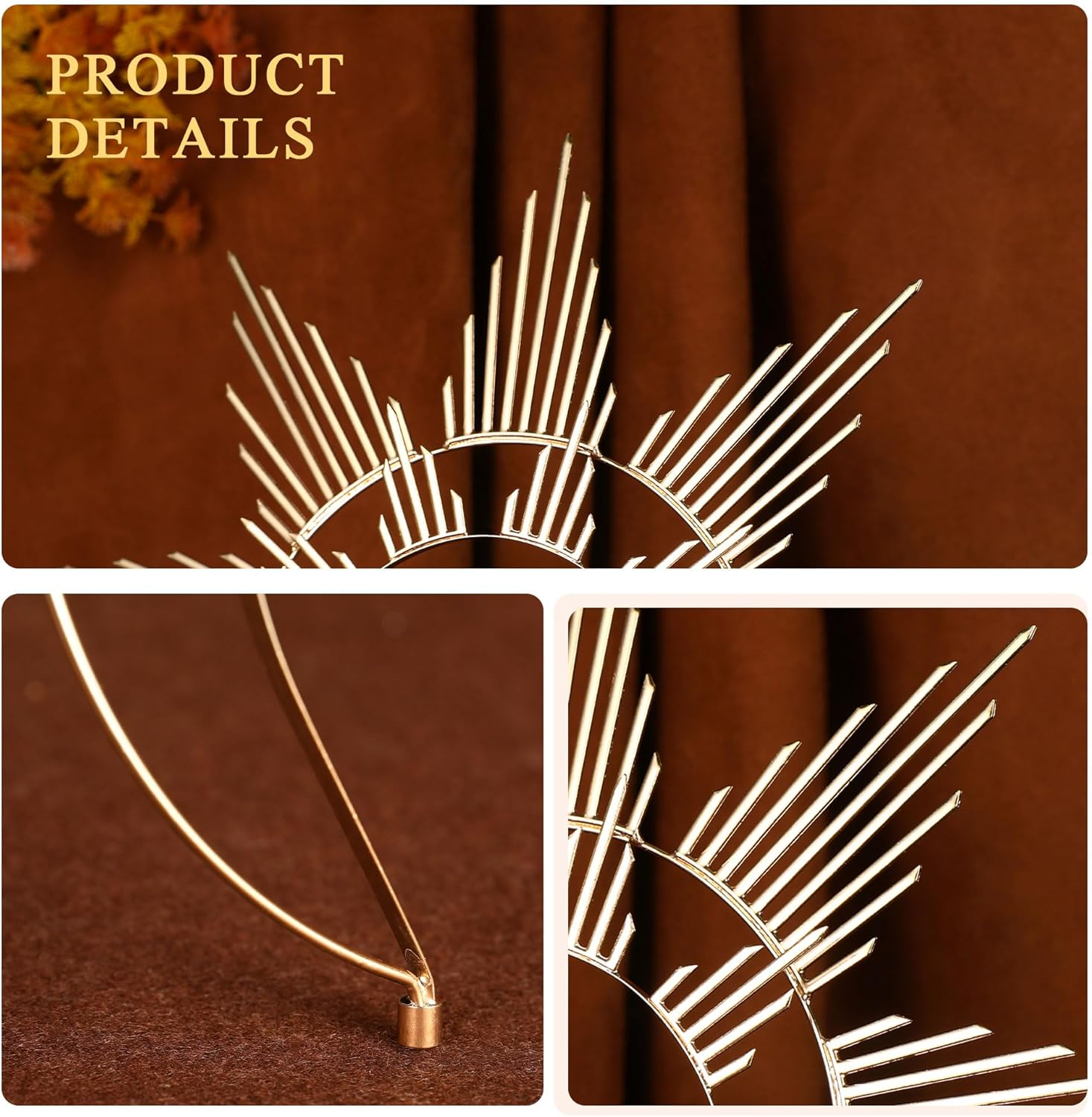 Partyforu Gold Goddess Halo Headband for Women, Goddess Crown Hairband for Photo Shoots, Sun Halo Crown Headpiece for Renfaire Cosplay image number 5