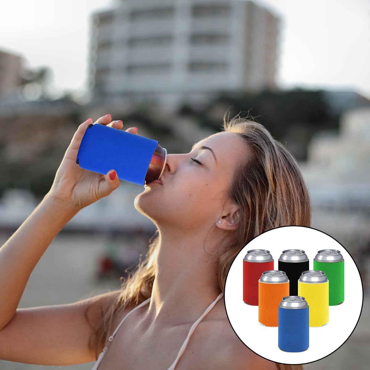 NILLOS Insulator Can Cooler Sleeve, 6 Pcs Neoprene Beer Coolers for Wedding, Bachelorette Party, Custom DIY Projects (6 Colors) image number 6