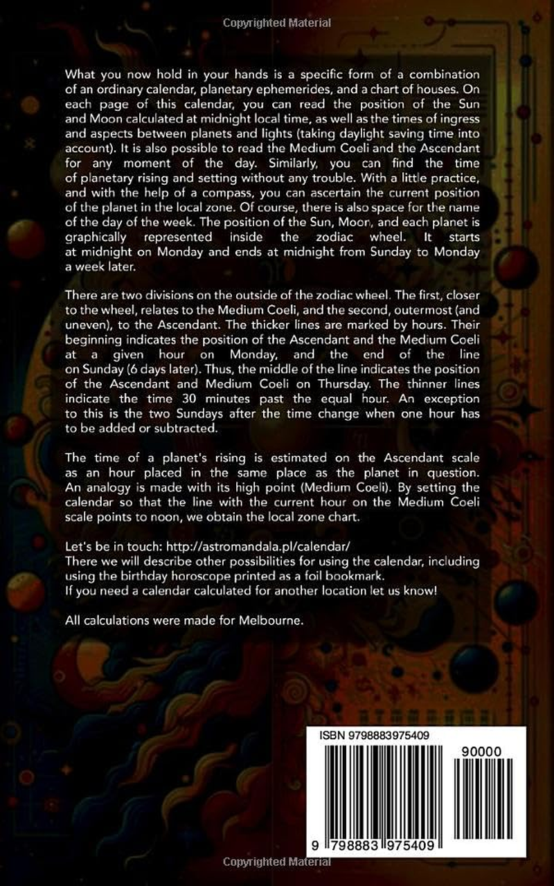 Astrological Calendar 2024-2025 for Australia (Melbourne) image number 1
