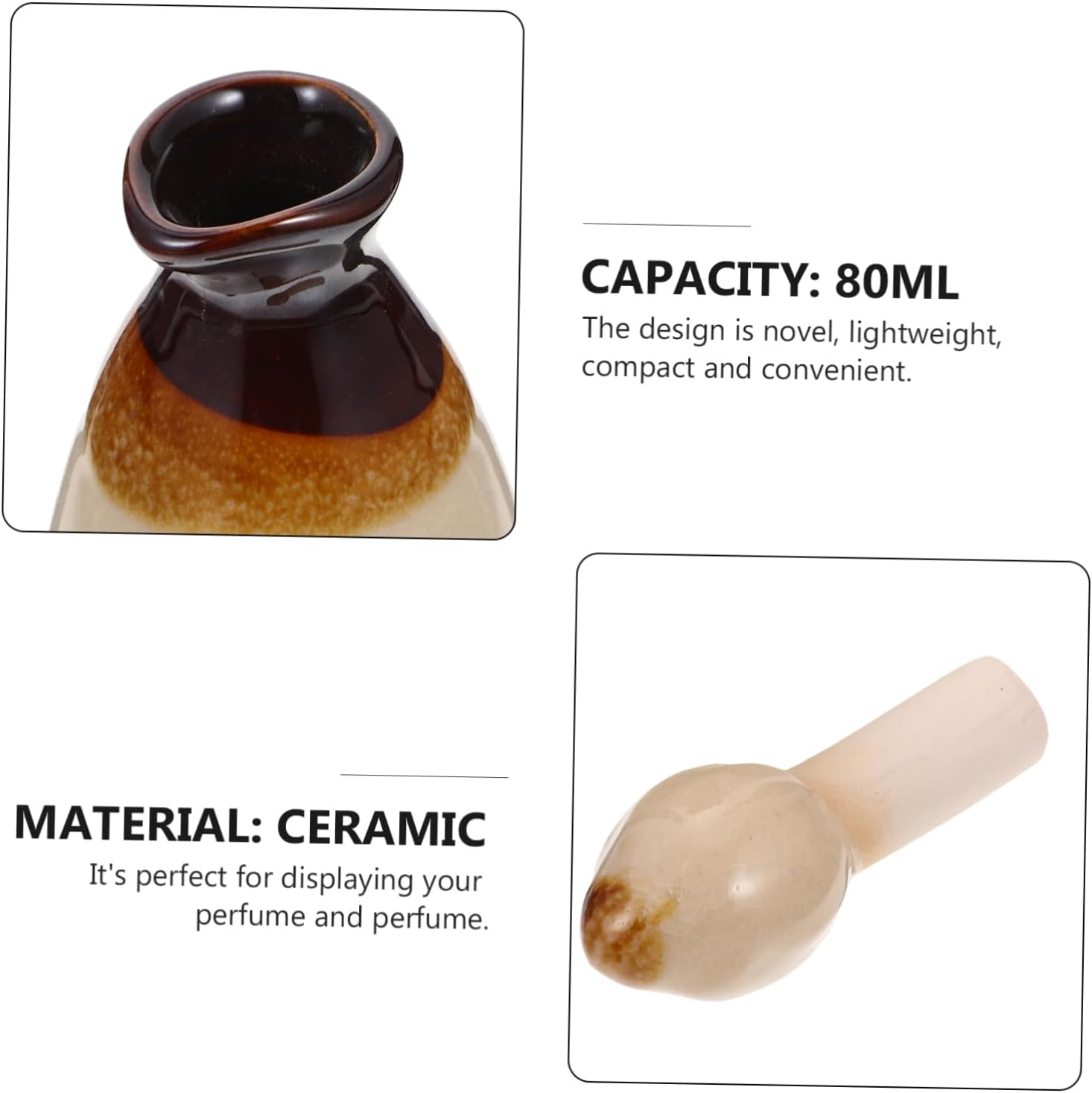 GARVALON Decorative Essential Oil Diffuser Ceramic Empty Bottle for Office Home Fragrance - White image number 5