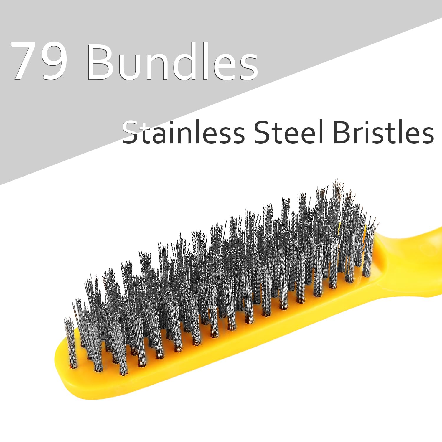 Stainless Steel Wire Brush 2 Pcs, 79 Bundles of Bristles, 10.5" Plastic Contoured Handle, Heavy Duty Scratch for Cleaning Rust Dirt before Welding, Dust and Paint Scrubbing (LWH-2SP) image number 6