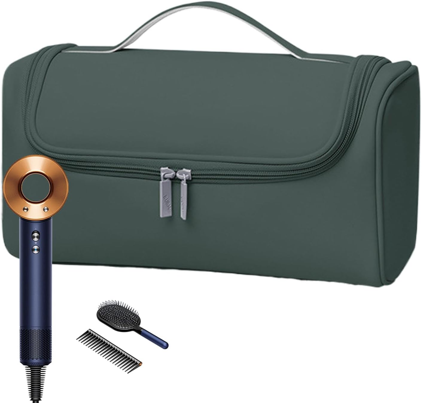 Yztju Hair Dryer Travel Bag, Hairdryer Case, Hairdressing Tool Travel Bag - Portable Travel Organiser, Dustproof, Lightweight Storage Bag for Hair Dryer and Accessories, Green, Siehe Beschreibung, See image number 1