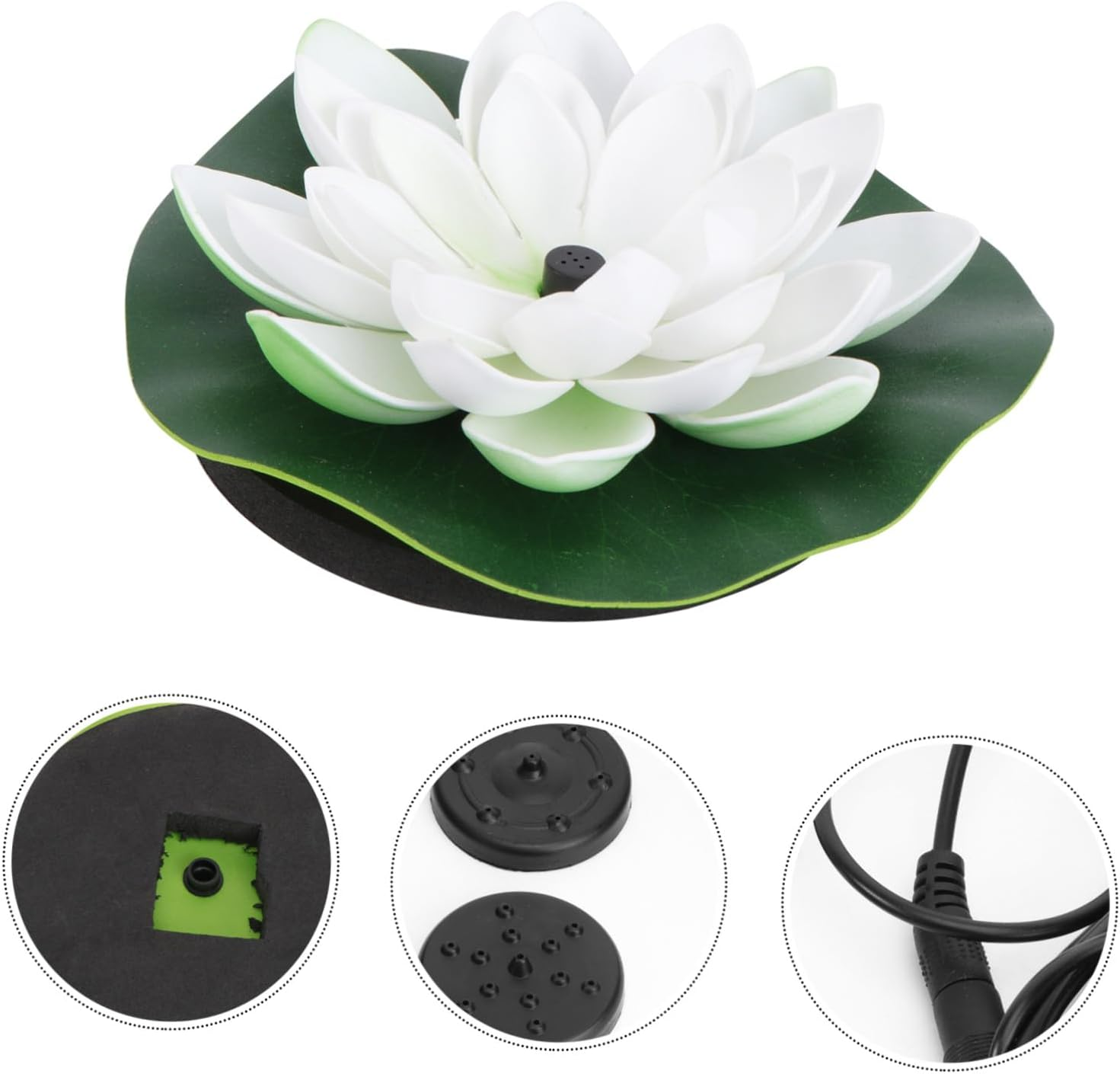 Luxshiny Solar-Powered Floating Lotus Fountain White for Garden Fish Tank Automatic Water Circulation Pump No Battery Needed Outdoor Landscape Decor for Oxygenation image number 1
