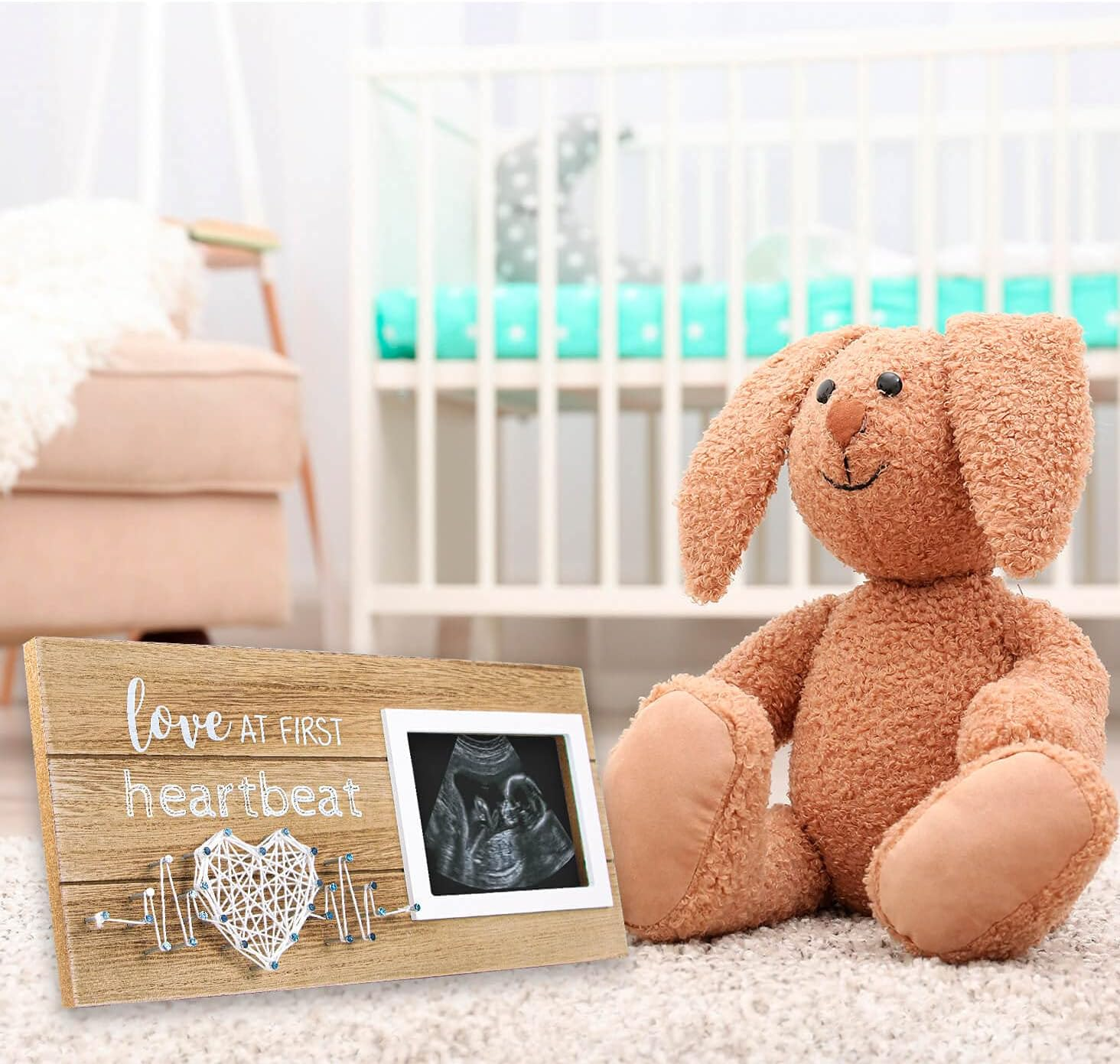 VILIGHT New Mom Gifts - Pregnancy Announcements Ideas Baby Gender Reveal Gifts - Love at First Heartbeat Sonogram Picture Frame for Standard 4" X 3" Ultrasound Photo