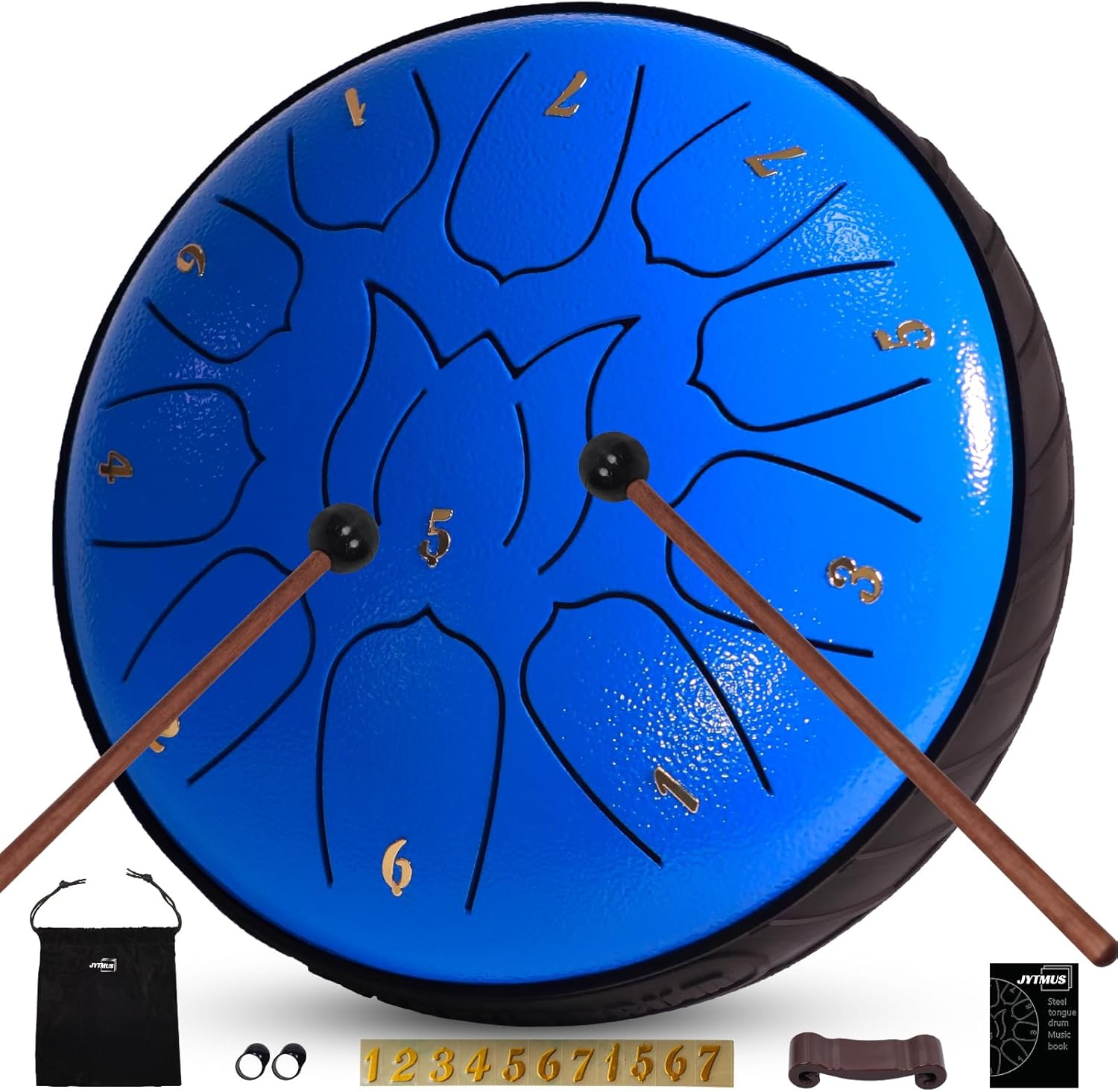 Steel Tongue Drum 11 Notes 6 Inches, D Major Percussion Instruments, Kit with Music Book, Carry Bag, Mallets, Mallet Holder and Stickers, for Yoga, Meditation, Green (Drum611-Green)