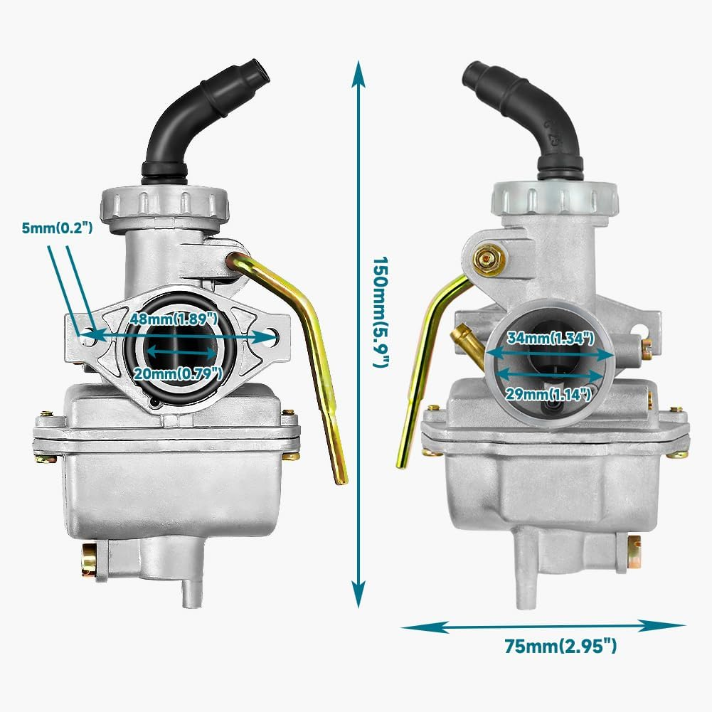 FVRITO PZ20 Carburetor Kit for Tao Tao Coolster 125Cc 110Cc 90Cc 70Cc 50Cc Kazuma Baja Chinese ATV Quad 4 Wheeler Sunl NST Roketa Loncin Lifan XR80 CRF70 4 Stroke Go Kart Pit Dirt Bike Parts image number 3