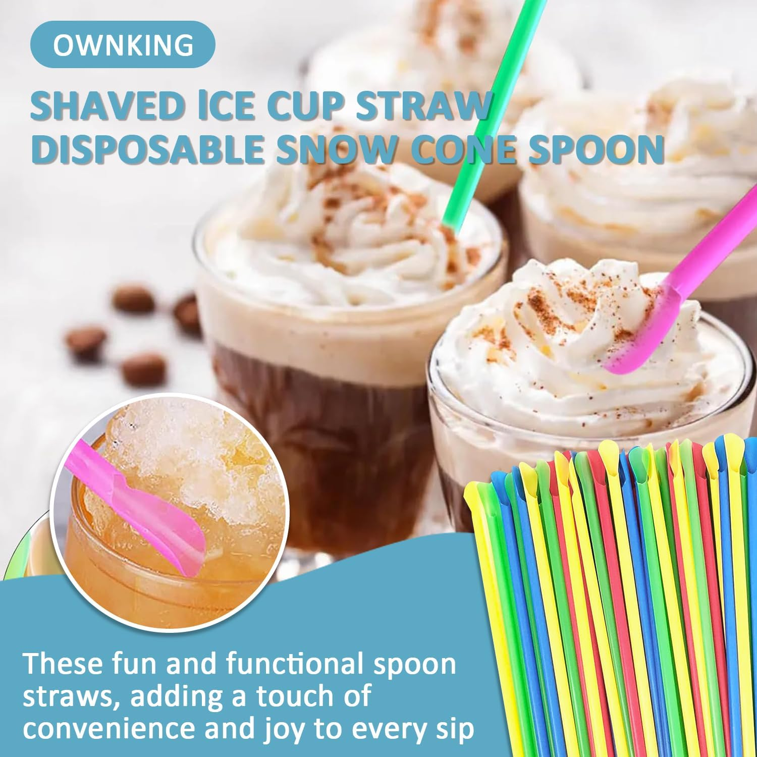 110 Pcs Spoon Straw, Plastic Straws with Spoons, Thickened and Hardened Food Grade Reusable Plastic Straws for Smoothie, Ice Cream, Drinking, Party, Stirring Spoon, Multiple Colors image number 4