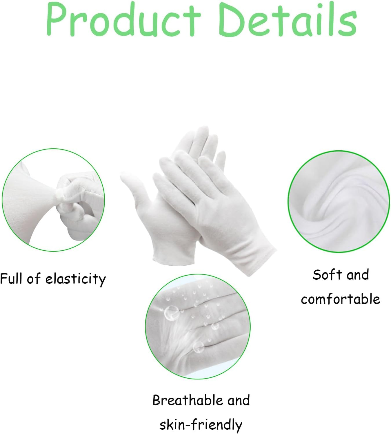 24Pcs 12 Pairs of Children'S Cotton Gloves Eczema Moisturizing Gloves, Reusable White Cotton Gloves, for Children with Eczema Overnight Dry Hands (4-12 Years Old)