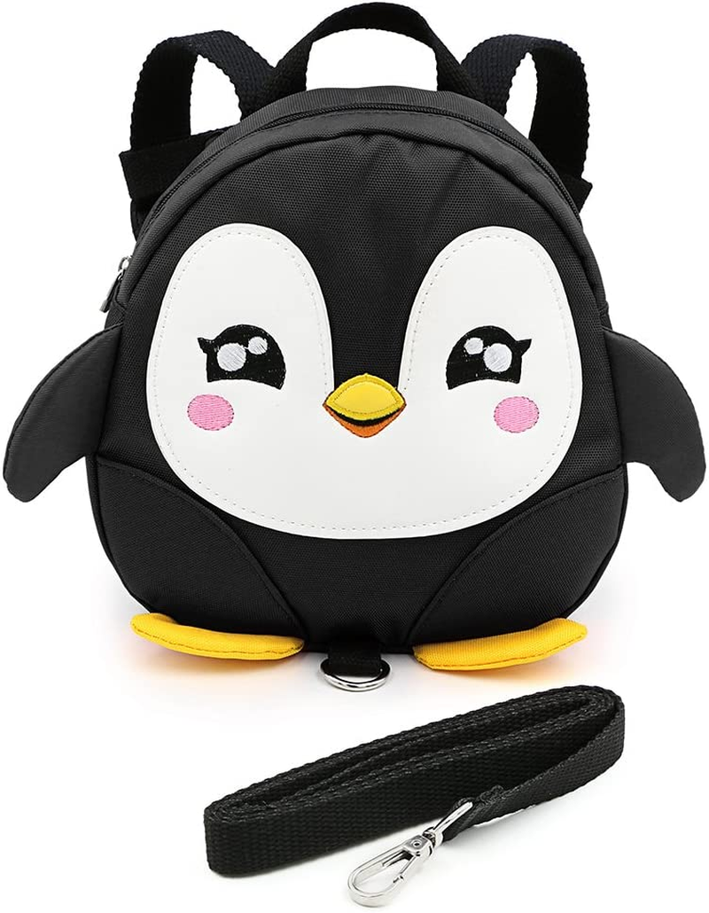 Hipiwe Baby Toddler Walking Safety Backpack Little Kid Boys Girls Anti-Lost Travel Bag Harness Reins Cute Cartoon Penguin Mini Backpacks with Safety Leash for Baby 1-3 Years Old, Purple,