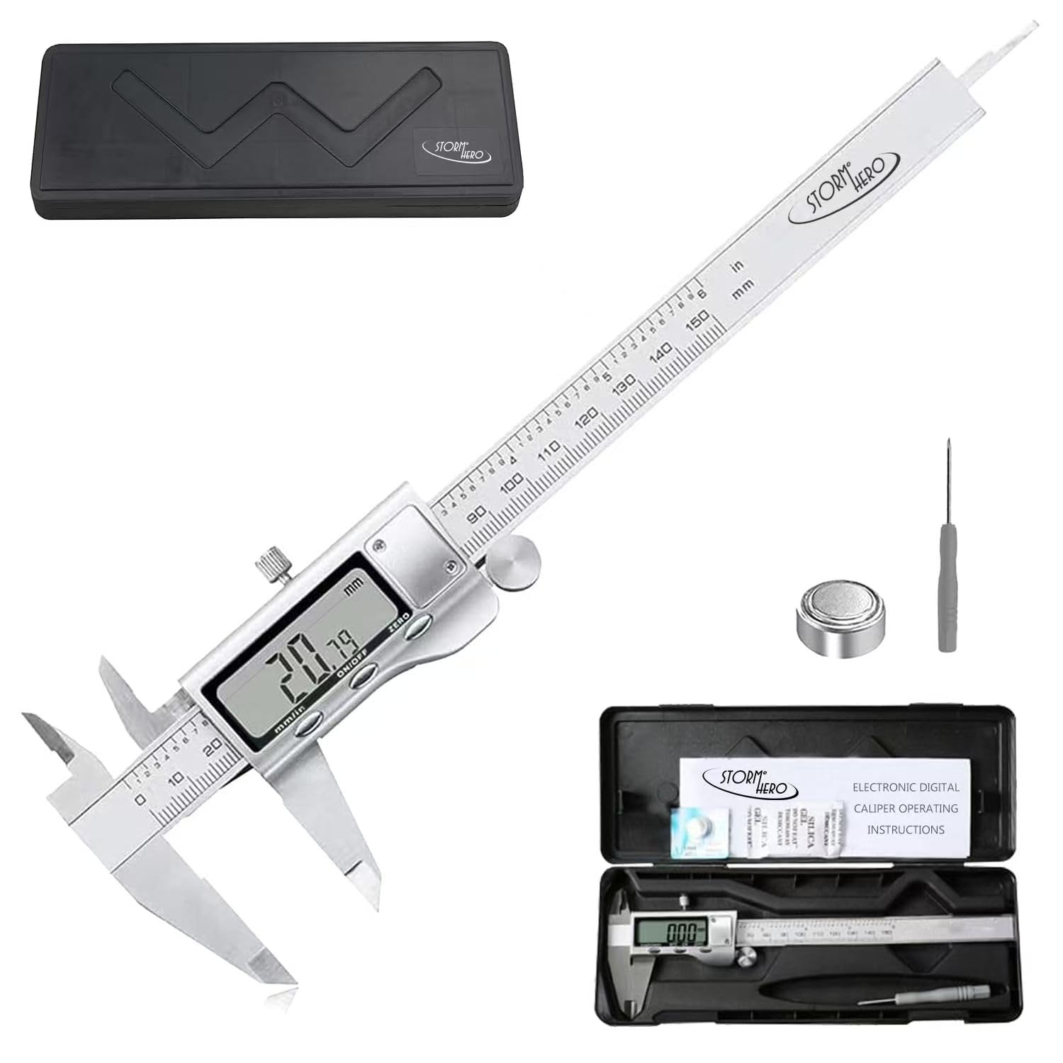 Measuring & Layout Tool with LCD Screen (6Inch/150Mm), Digital Caliper Vernier Calipers,Metric Conversion Micrometer Caliper Tool image number 3