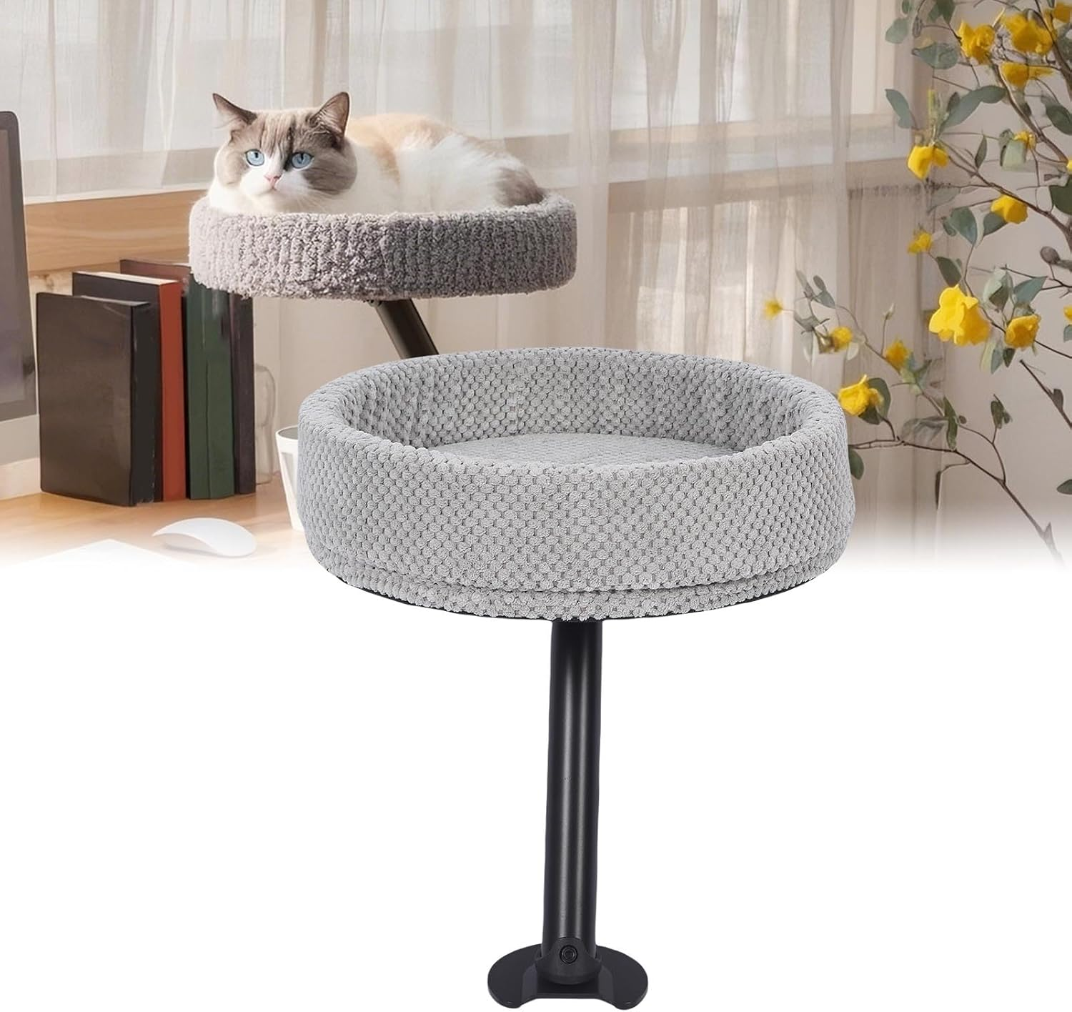 Cat Desk Perch, Comfortable Desktop Attachment, Suspended Lounge Area Elevated Desk,Indoor Mounted Desk Bed for Office, Reducing Boredom and Encouraging Play for a Happier Pet image number 1