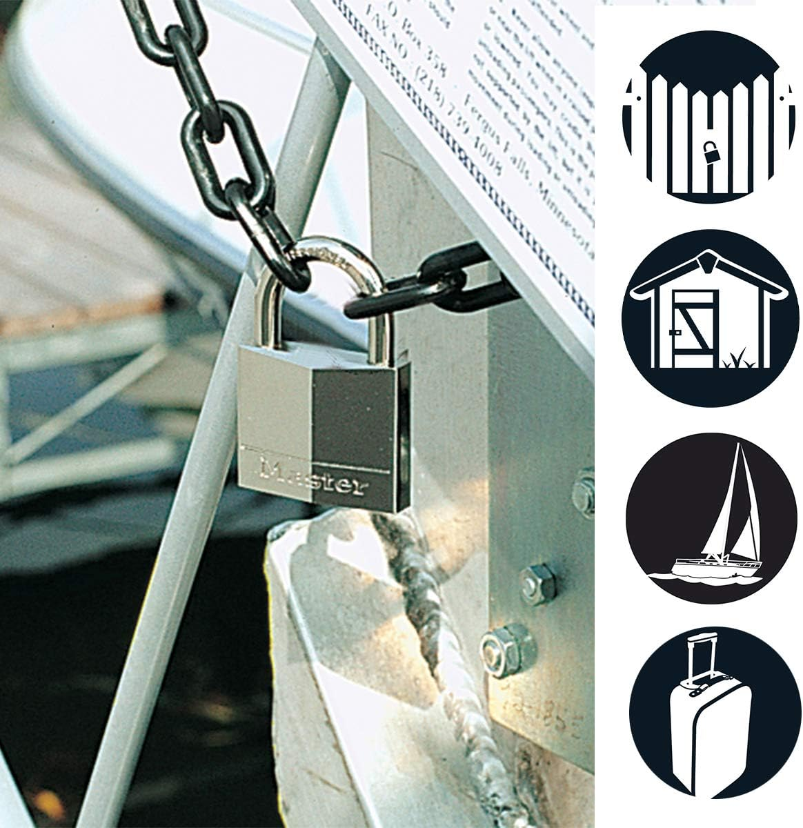 Master Lock 639EURDLJ Marine Padlocks with Key and Long Shackle, Silver, CM,9,7 Cm X 3 Cm X 1,2 Cm image number 4