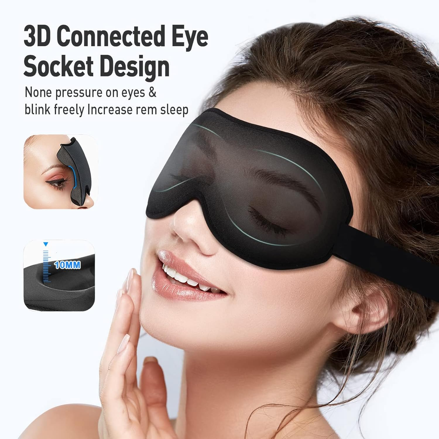 Sleep Mask for Side Sleeper Women Men - Pylzodsi Soft Breathable 3D Contoured Cup Blackout Eye Mask for Sleeping, Sleep Eye Mask with Adjustable Elastic Strap for Flight Travel Nap image number 1