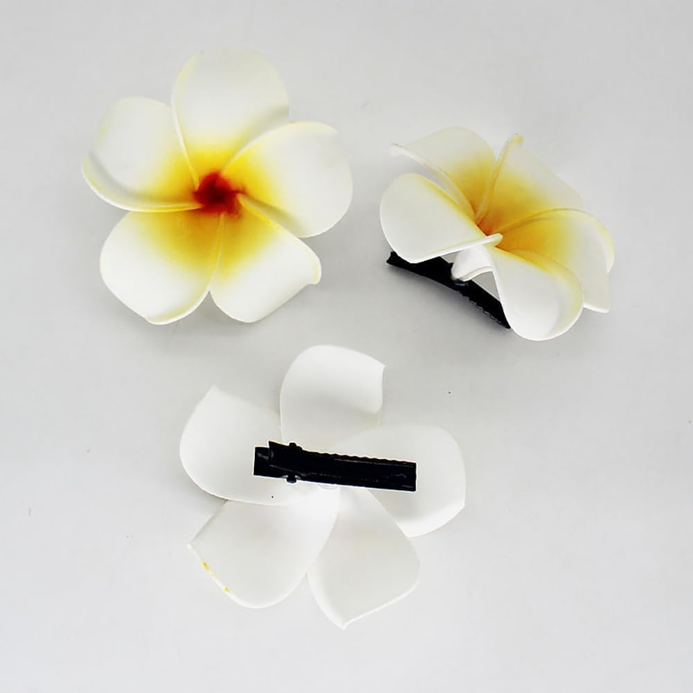 10 Pcs Multicolor Hawaii Plumeria Flower Clips Hawaiian Flower Hair Barrettes Beach Party Hair Clips Artificial Tropical Flower Hairpins for Beauty and Personal Care Wedding 7Cm image number 6
