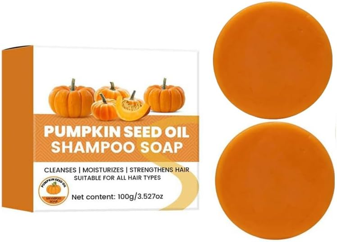Pumpkin Seed Oil Shampoo Bar, for Hair Growth Repair, Solid Moisturizing Shampoo Soap for Dry, Damaged Hair, Nourishing Vegan Hair Care, Conditioning Bar for Thicker, Healthier Hair (4PCS)