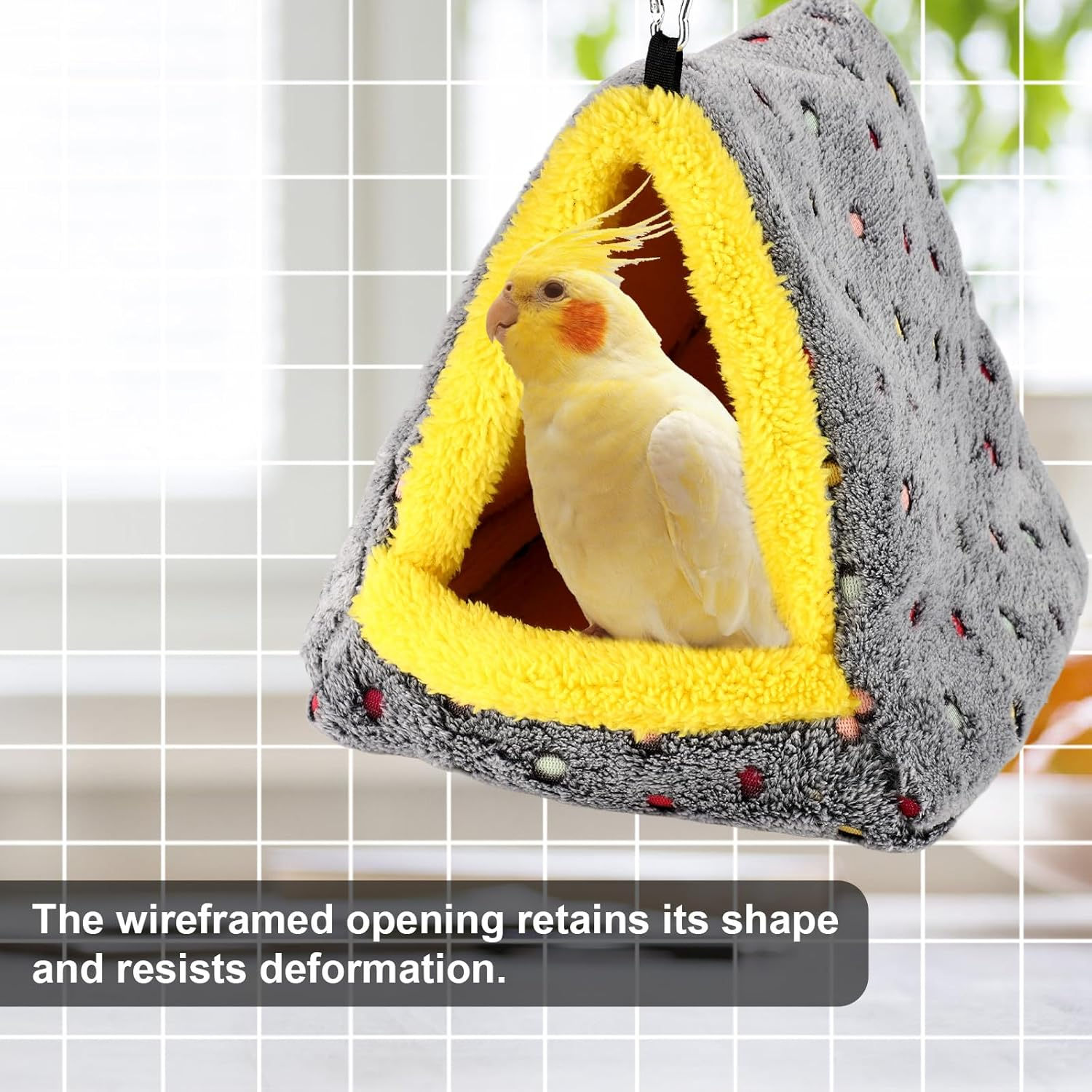 Warm Bird Nest House, Cozy Bird Hanging Hammock with 2 Carabiner Plush Pet Cave Hammock Cage for Cockatiel Parakeet Lovebird Conure image number 3