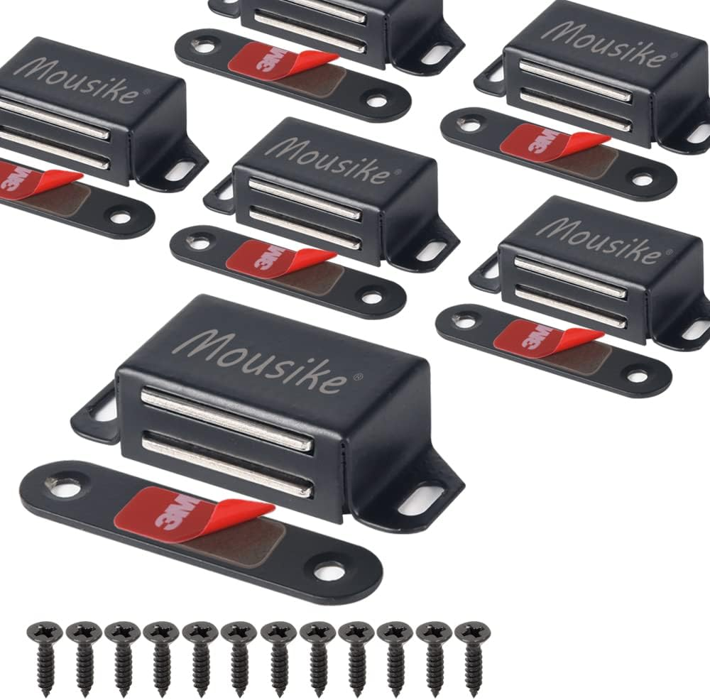 Moosike Cabinet Magnets 30Lb Black Door Magnets with Strong Magnetic for Kitchen Cupboard Wardrobe Closet Cabinet Door Drawer Latch (Black 6Pack) image number 5
