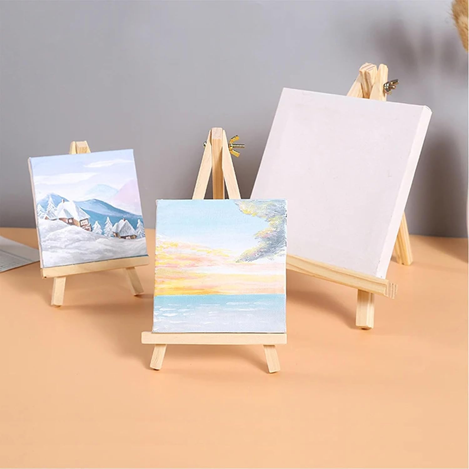 9 Inch Wood Easels, Mini Wood Easels for Painting Canvases, Art, Crafts, Tripod Easel Stand Kids Student Tabletop Easels for Painting(4Pcs) image number 3