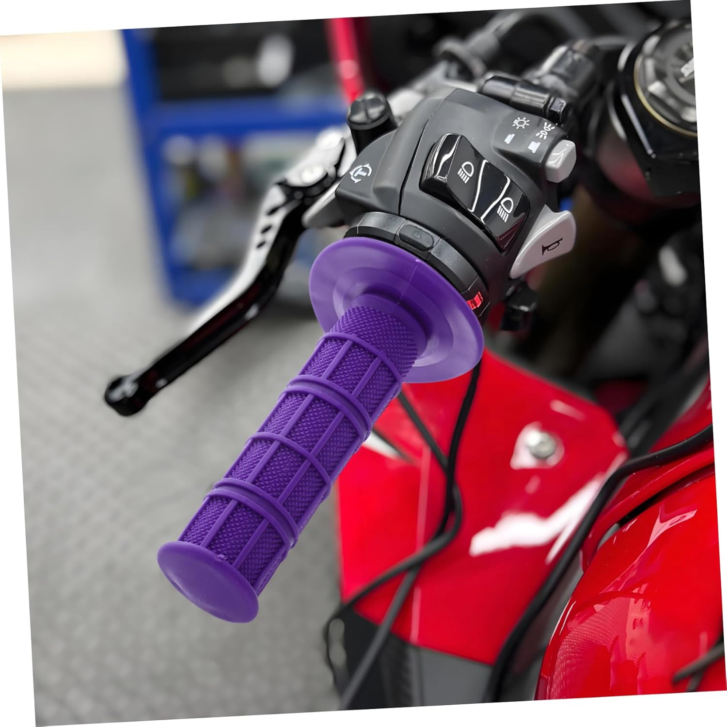 FUNOMOCYA Motorcycle Handlebar Grips 2Pcs Replacement Silicone Soft Grip Set for ATV Dirt Bike Off-Road Purple Motorcycle Accessory Suitable for Outdoor Riding image number 3