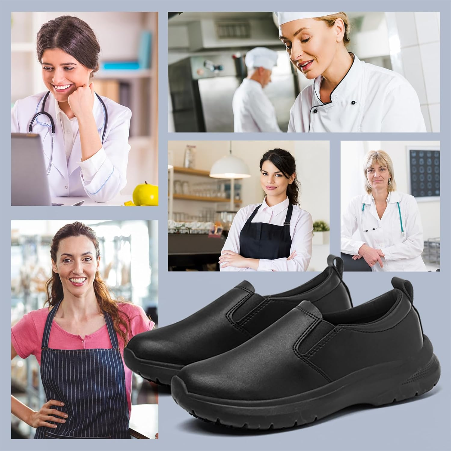 Women'S Non-Slip Work Shoes Suitable for Catering Staff, Crew, Medical Staff, Waterproof, Lightweight and Comfortable image number 6