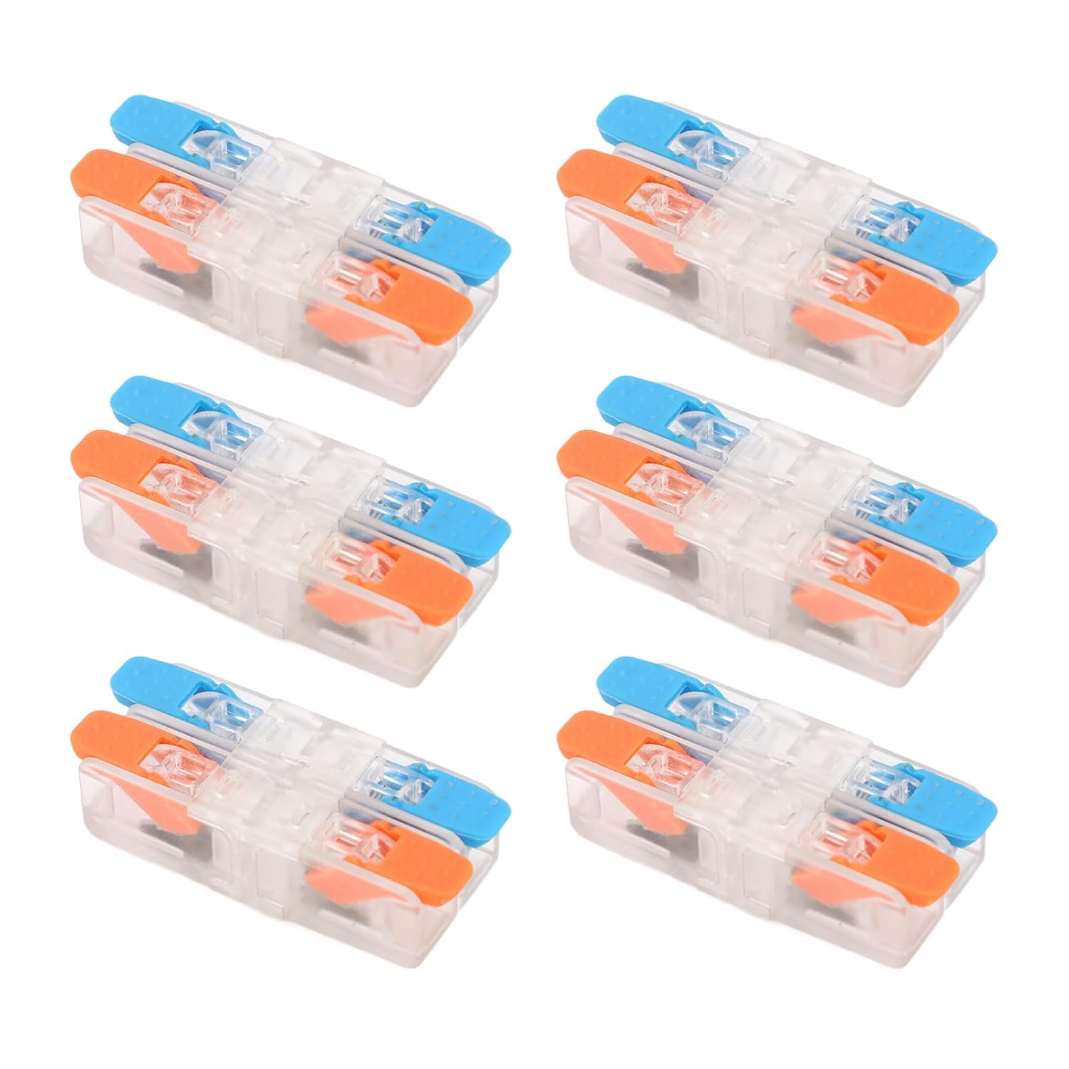 10 Pack Compact Electrical Wire Connectors, 2 in 2 Out Lever Wire Splices, Transparent Body, 41A 450V, Ideal for Circuit Inline Splicing Butt image number 6