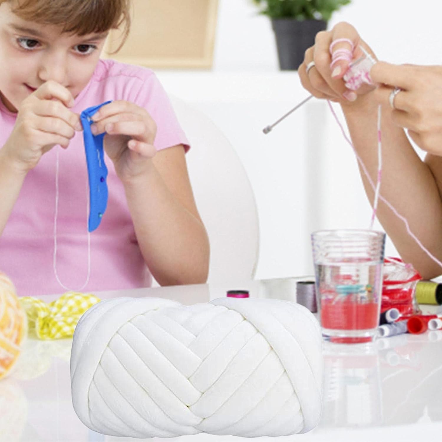 Chunky Cotton Yarn, Arm Knitting Yarn, Jumbo Giant Bulky Yarn for Arm Knitting Handmade DIY Throw Blanket Crafts Carpets, 1 Roll(20 Yards) image number 1