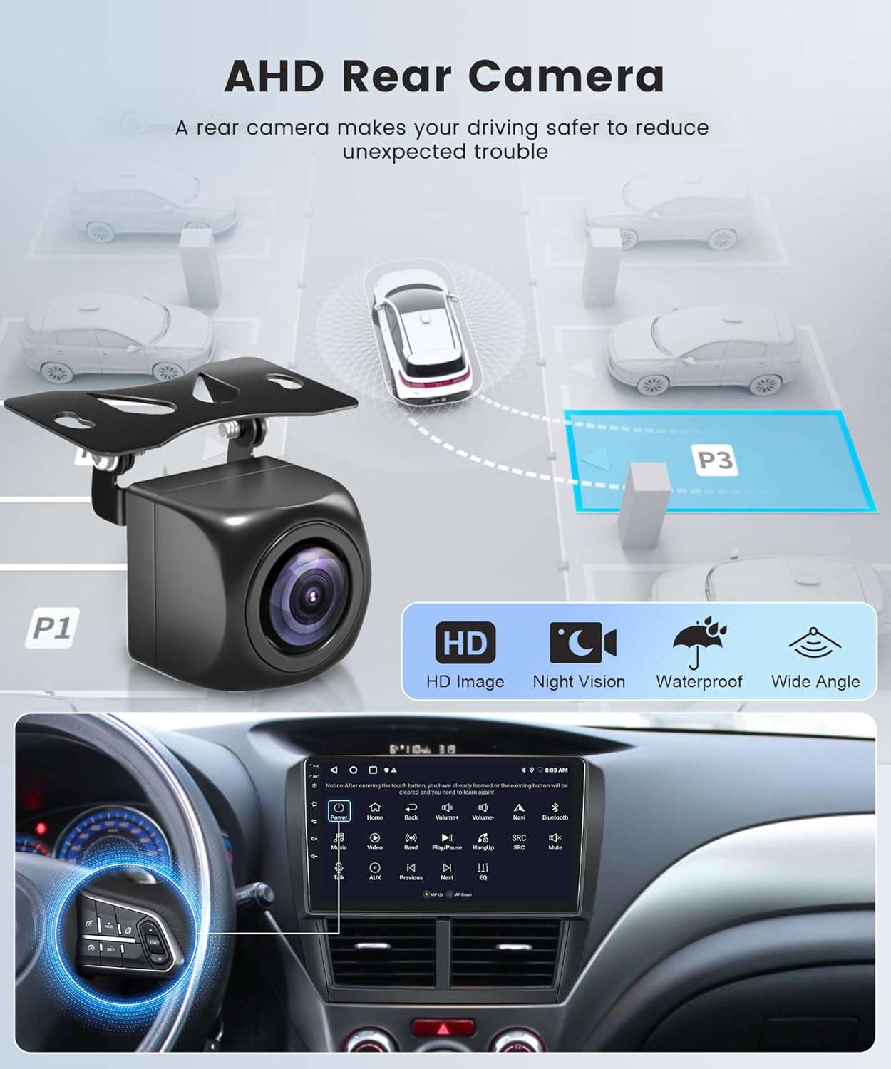 2G+64G for Subaru Forester Impreza WRX 2008-2012, Rimoody Android Car Stereo Radio Carplay Android Auto Mirror Link GPS Wifi EQ 10.1 Inch Touch Screen Bluetooth FM/RDS Backup Camera image number 3