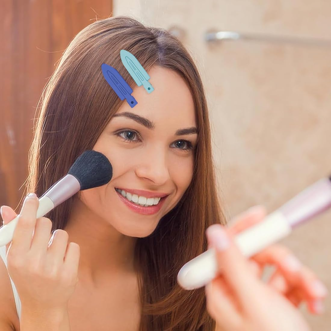 GGUFAY Gradient Hair Clip 9 Pieces Hair Clips Simple Y2K Headpiece with round Hair Accessories Gradient 3 Colors (Green) image number 4