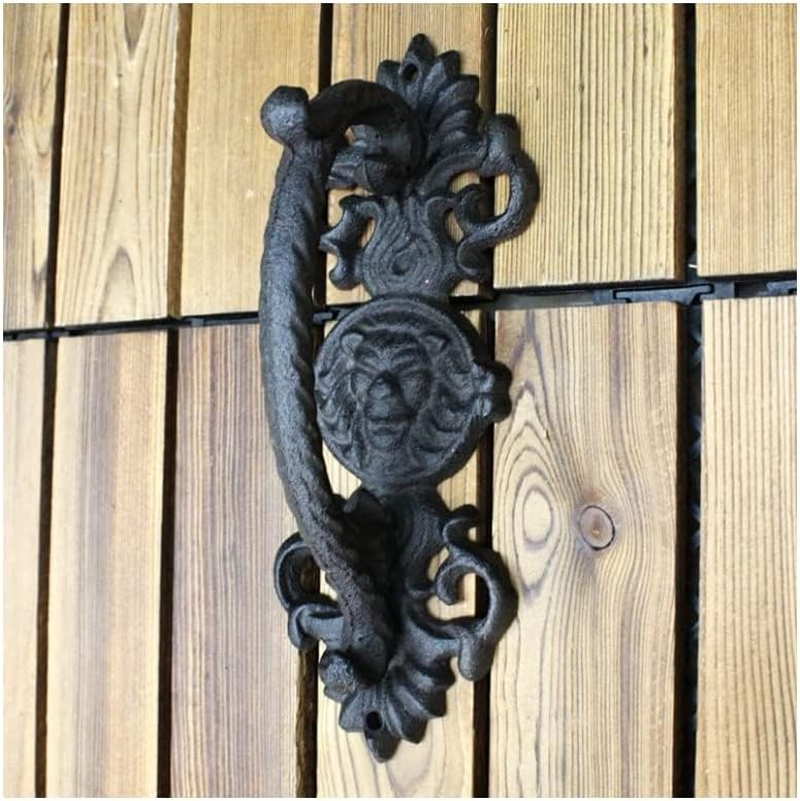 ZONADA 22Cm Cast Iron Door Handle Heavy Duty Vintage Style with Lion Decor Barn Door Wooden Door Pull Handle Passage Home Hallway Closet Garden Gate Shed Cabinet Door Grab Handle Indoor Outdoor image number 6