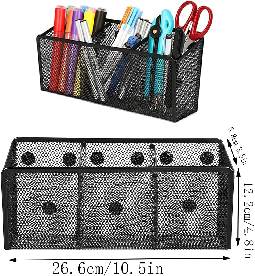 Magnetic Pen Holder Net, Magnetic Basket, Magnetic Storage Baskets, Mesh Marker Pen Holder, for Whiteboard, Fridge, Office Material (3 Knots) image number 1