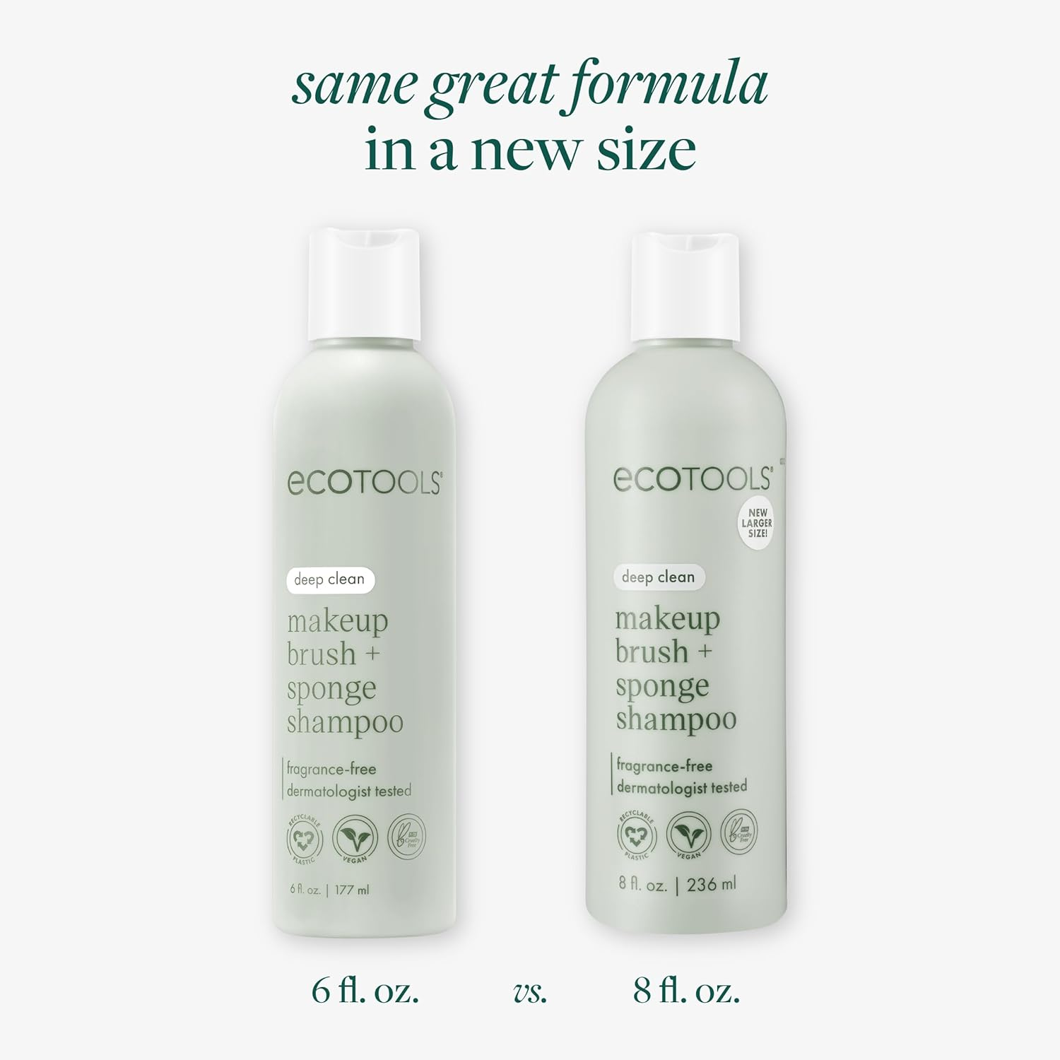 Ecotools Makeup Brush + Sponge Shampoo, Remove Makeup & Impurities from Tools, Sponges, & Puffs, Fragrance-Free Brush Cleanser, No Harsh Chemicals, Vegan, & Cruelty-Free, 8 Fl. Oz./236 Ml. Bottle image number 4