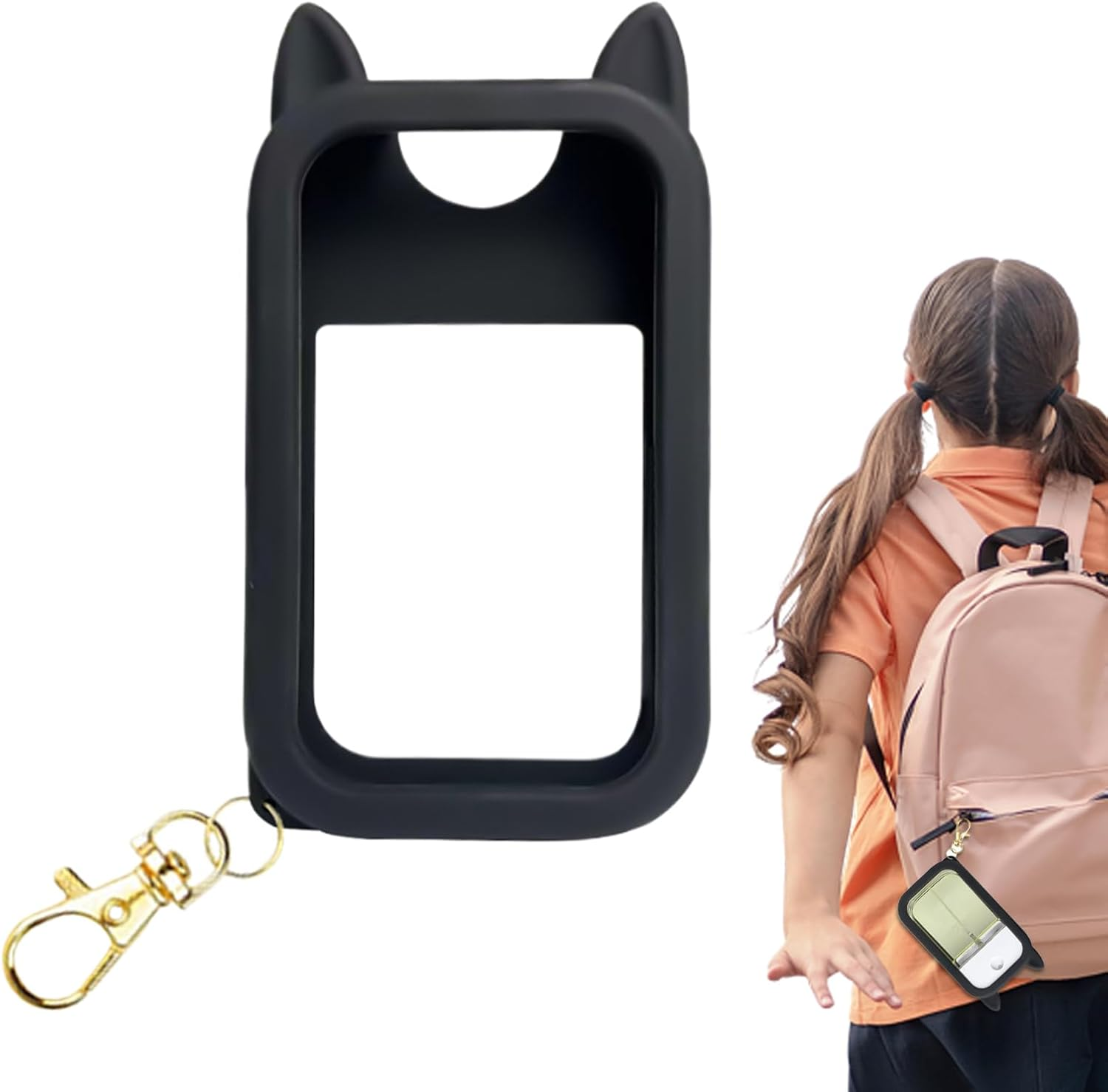 Ancsttu Hand Mist Spray Holder,Cute Ears Silicone Backpack Accessory,Protective Case with Keychain | for Men Outdoor Travel Trip Car Beach Park Workplace School Mall Public