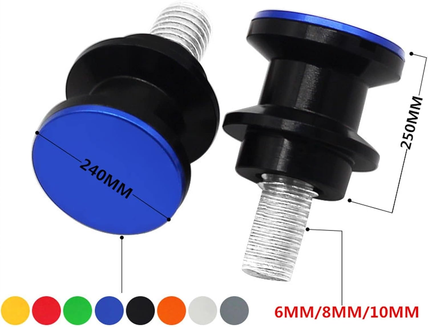 Motorbike Frame Sliders Swing Arm Stand Screws for Y ┐AMAHA YZF-R6 YZF-R1 R1 R1M R1S R6 1999-2021 Motorcycle 6MM Accessories Swingarm Slider Spools (Color : Silver, Size : R6) image number 2