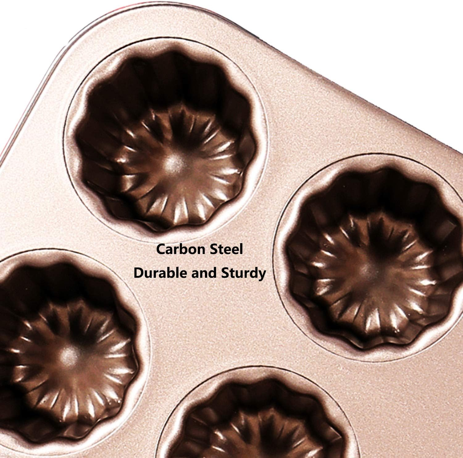 Cannele Baking Mould Carbon Steel Non-Stick Canneles Pan Golden image number 6