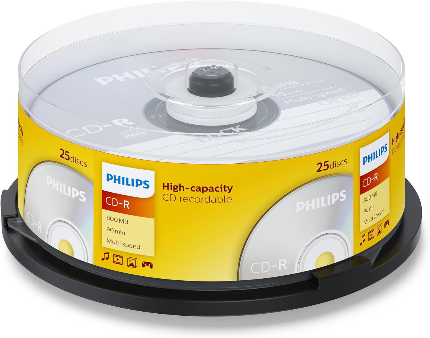 Philips CD-R 800 MB Data (Gbyte/90 Minuten, Multi Speed Recording 25Er (Packaging May Vary) image number 1
