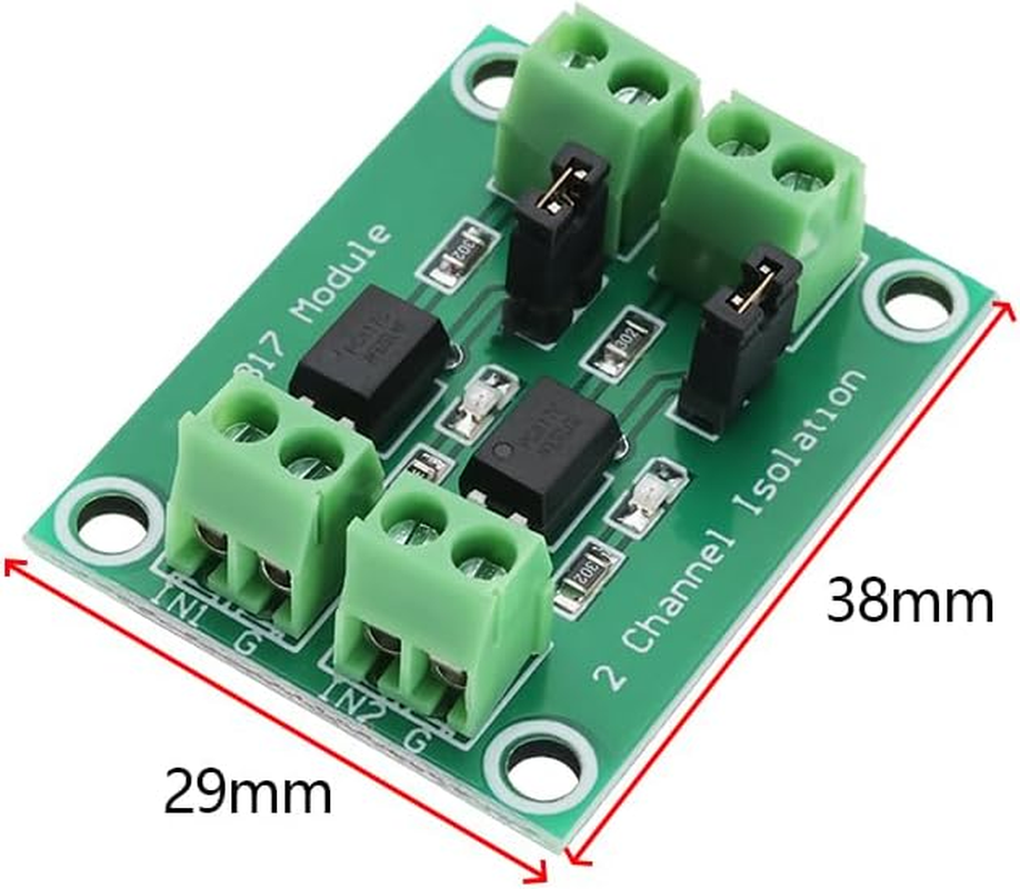 Create Idea 5Pcs 817 2-Channel Optocoupler Isolation Voltage Control Switching Module 3.6-24V Driver Photoelectric Isolated Module 38X29Mm