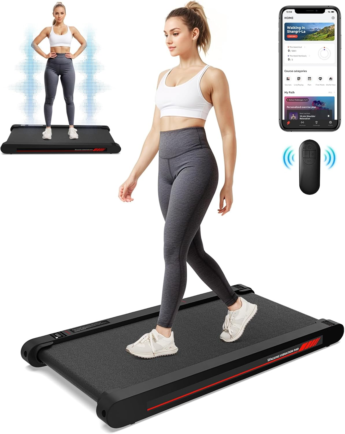 Sperax 3 in 1 Walking Vibration Pad, under Desk Treadmill with APP, Portable Treadmills for Home/Office, Walking Pad Treadmill with Remote Control image number 2