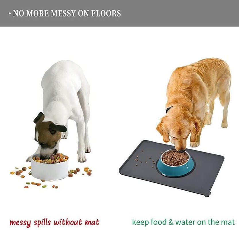Qttie Silicone Feeding Food Mat for Dog Cat Placemat Pet Dish Bowl Easy Clean- Non-Skid, Spill-Proof Placemat, Durable & Foldable, 48X28Cm - Blue image number 2
