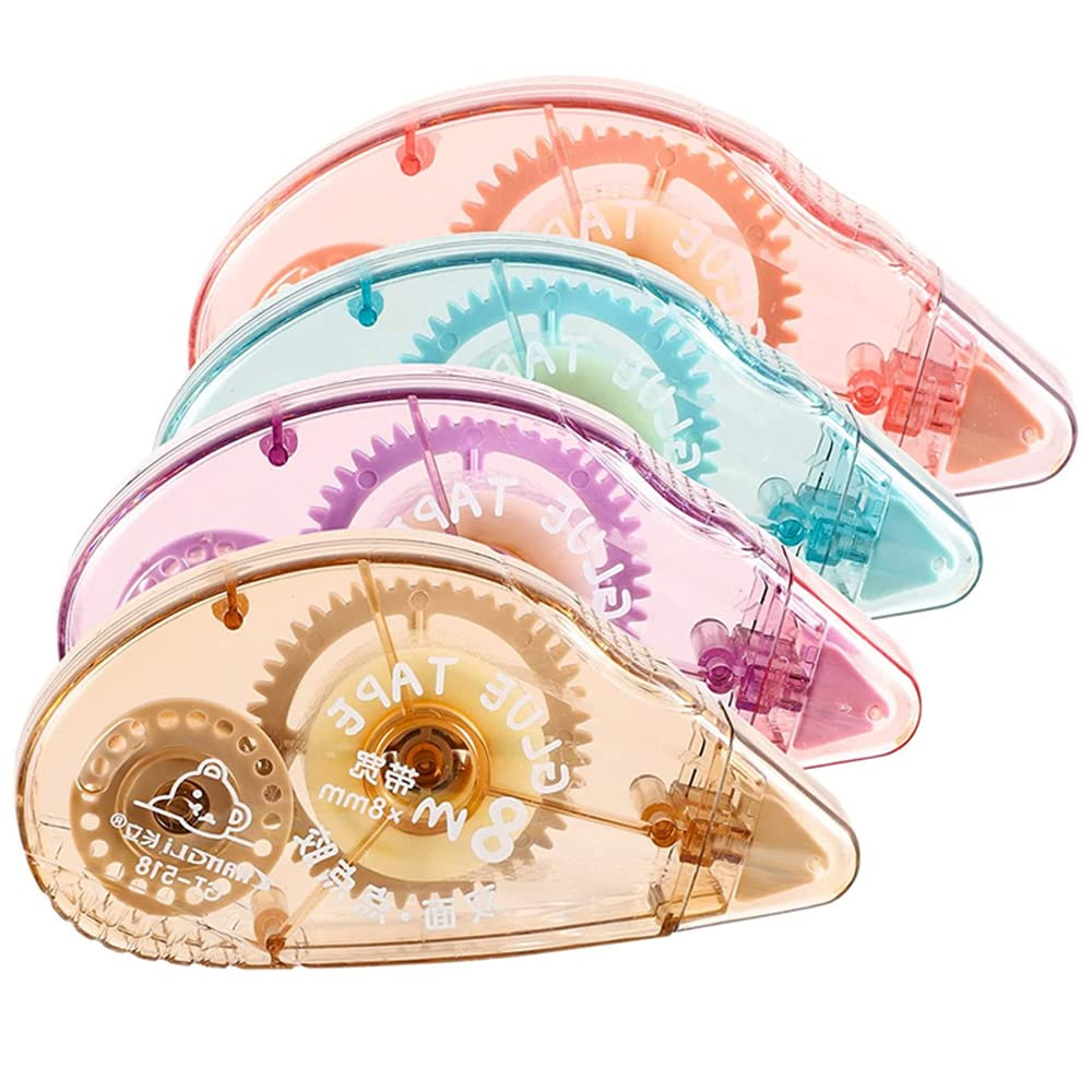 Double Sided Glue Tape Roller, 4 Pack Adhesive Scrapbook Glue Tape Roller Portable Double-Sided Adhesive Tape Runner, Craft Adhesive Runner Rollers Permanent for Scrapbook