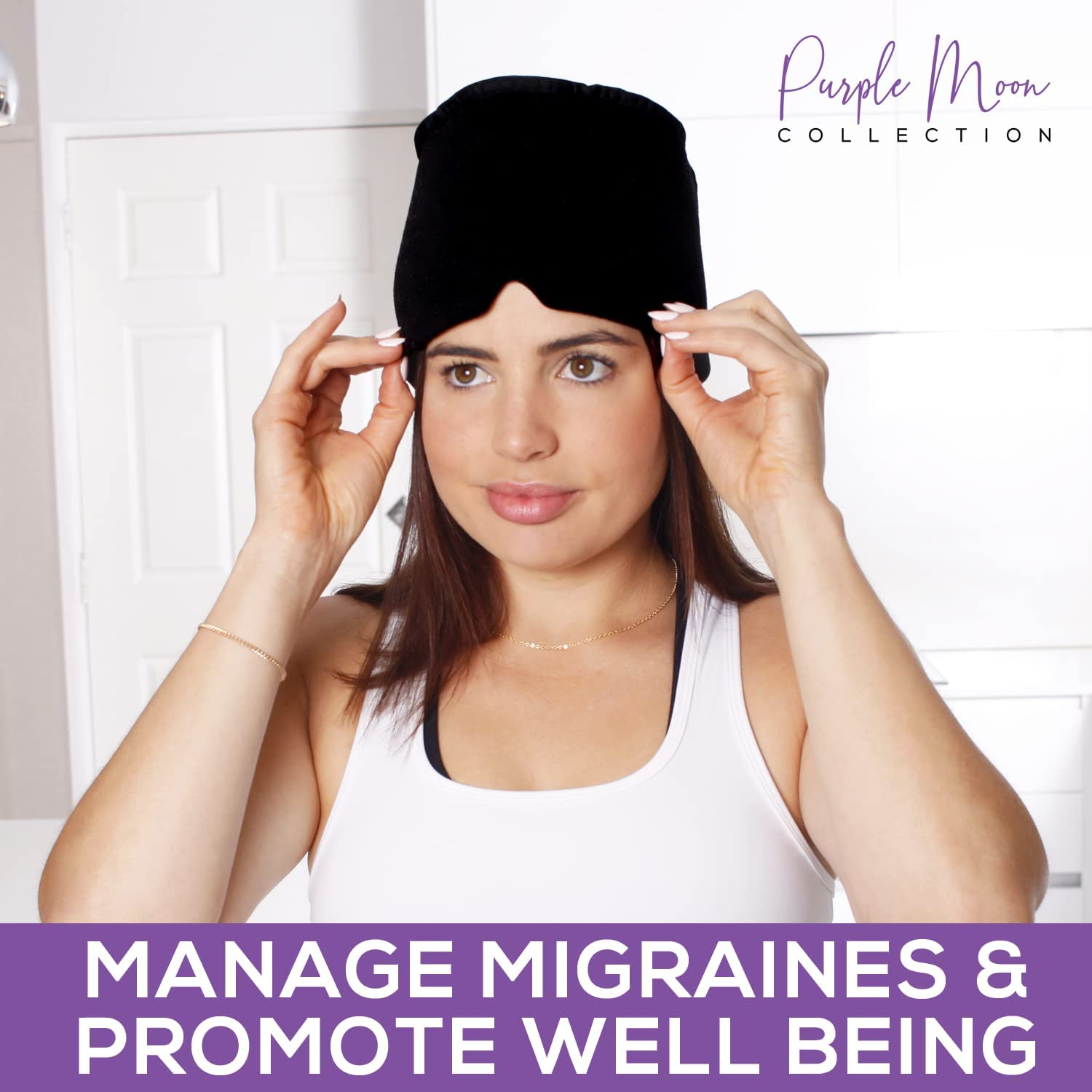 PMC Migraine Relief Cap &ndash; Completely Adjustable Headache Hat That Fits Any Body Part - Flexible Compression, Use Hot or Cold - Migraine Ice Head Wrap, Gel Infused Icepack That&rsquo;S Family Friendly image number 1