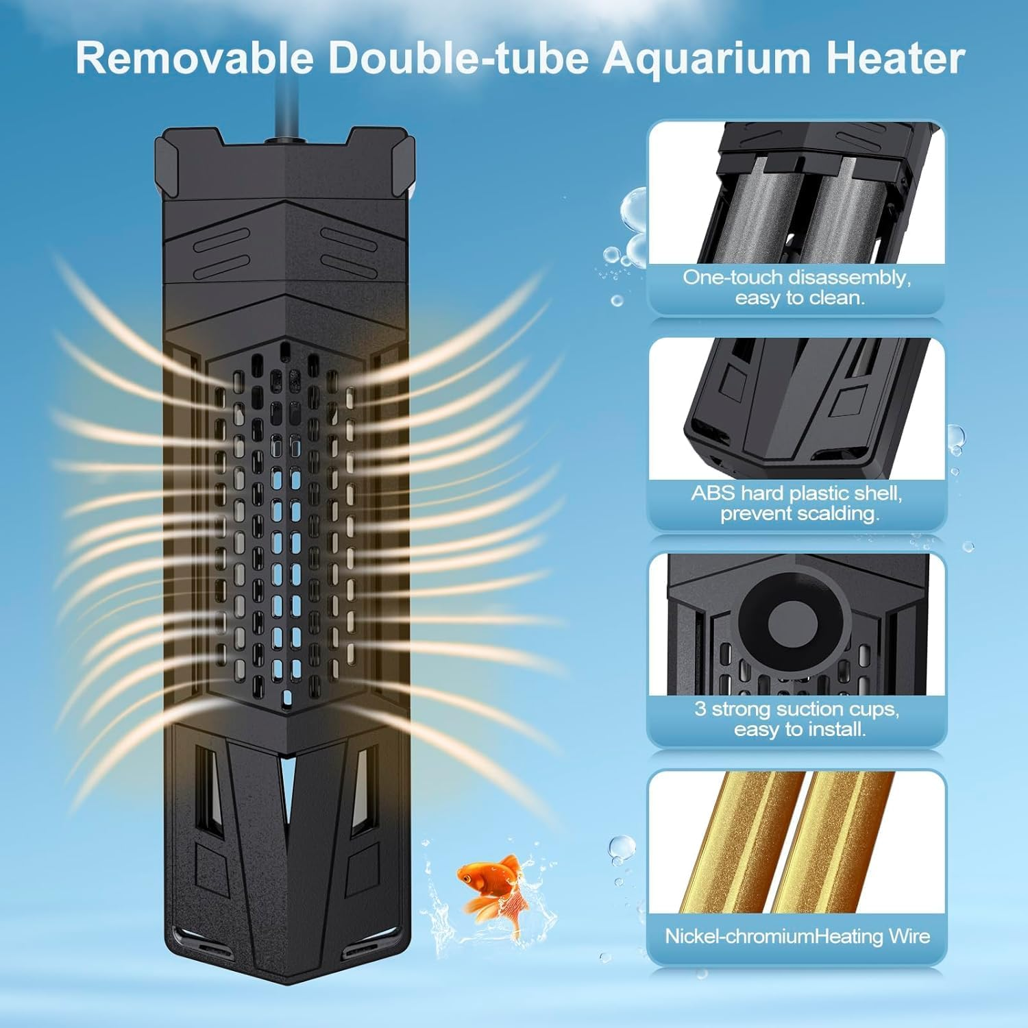 Upgrade Hitauing Aquarium Heater, 1000W Fish Tank Heater with Intelligent IC Chip Controller-Fast Heating, Precise Temperature Control for Saltwater and Freshwater image number 5