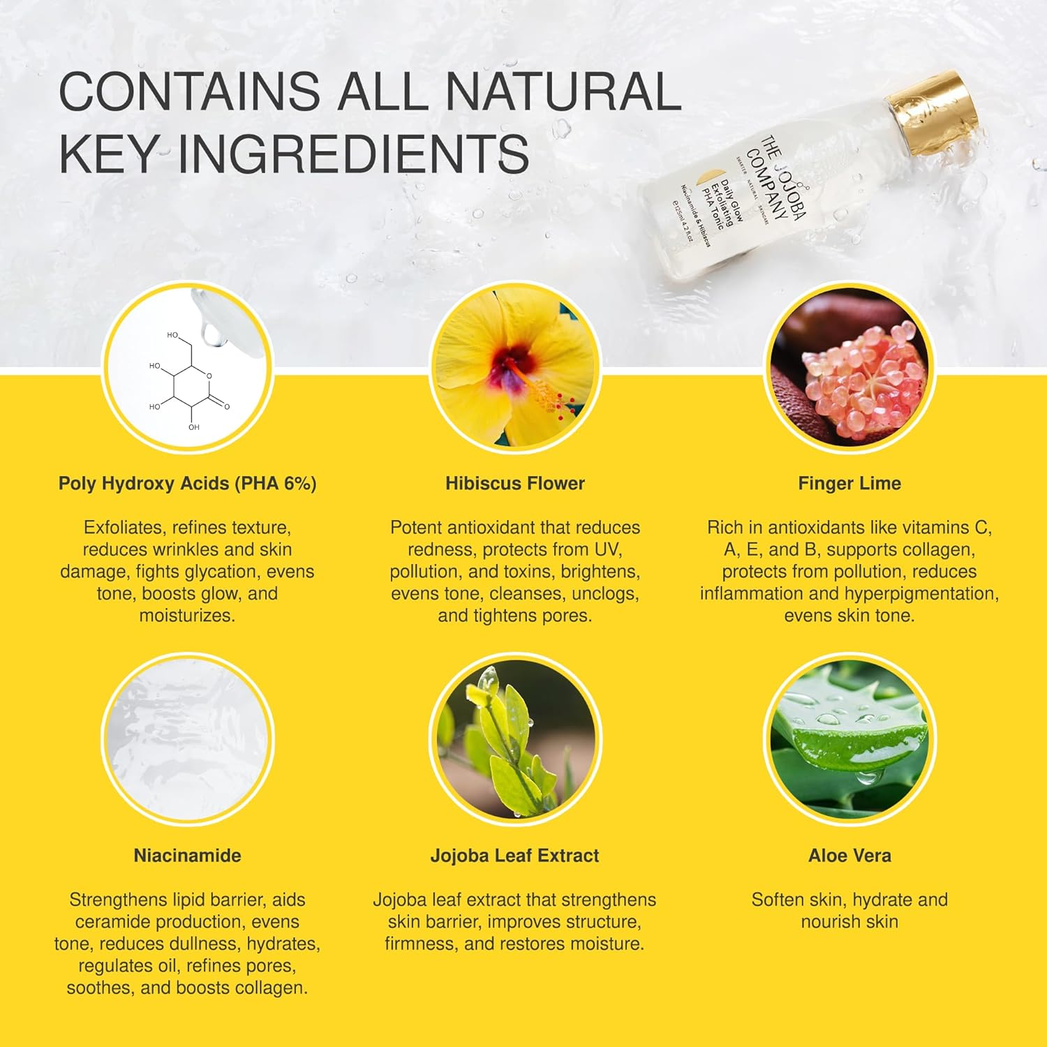 Jojoba Daily Glow Exfoliating Pha Tonic Hydrating and Radiance Boosting Face Toner Suitable for All Skin Types 125Ml image number 3